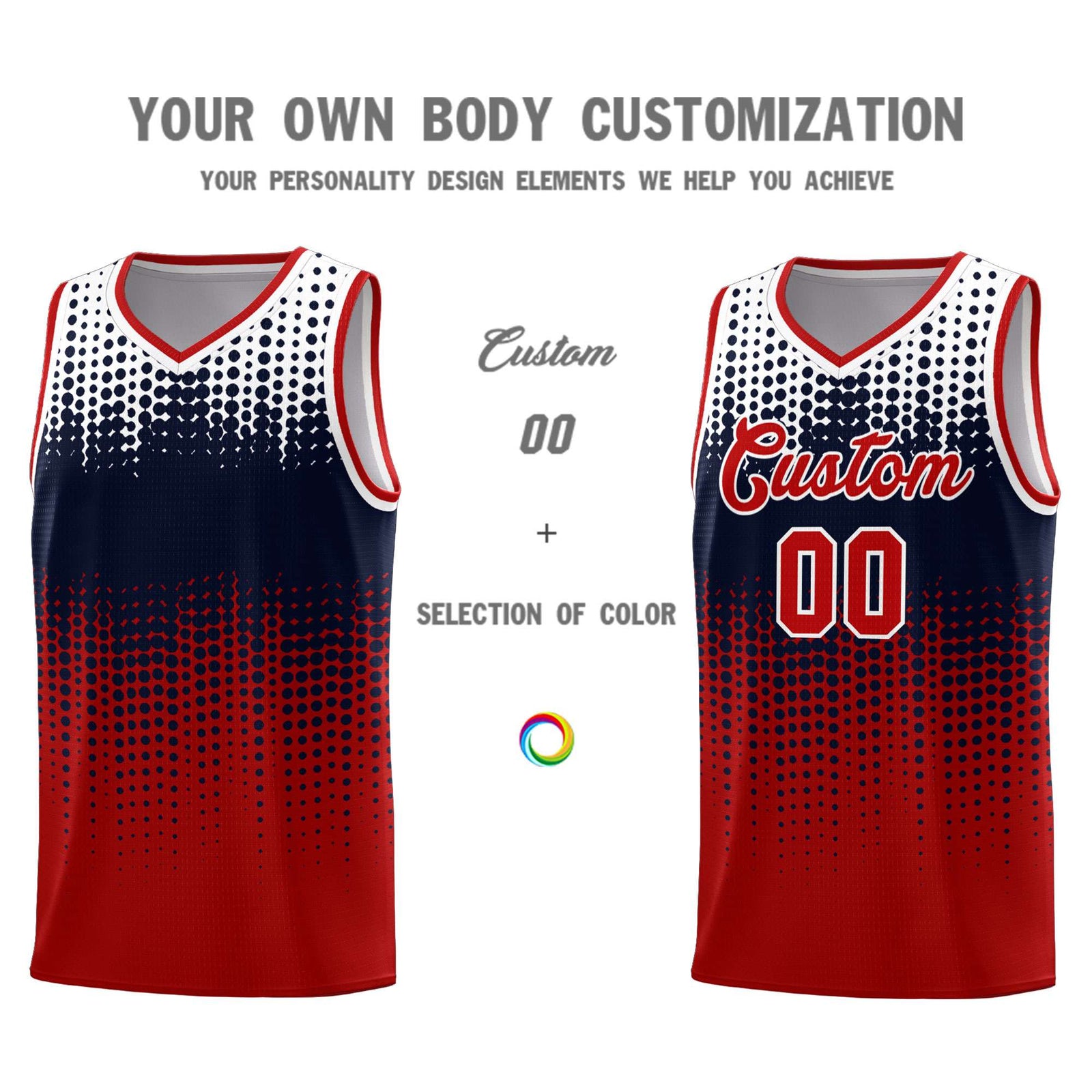 Custom Red Gradient Dots Design Pattern Sports Uniform Basketball Jersey