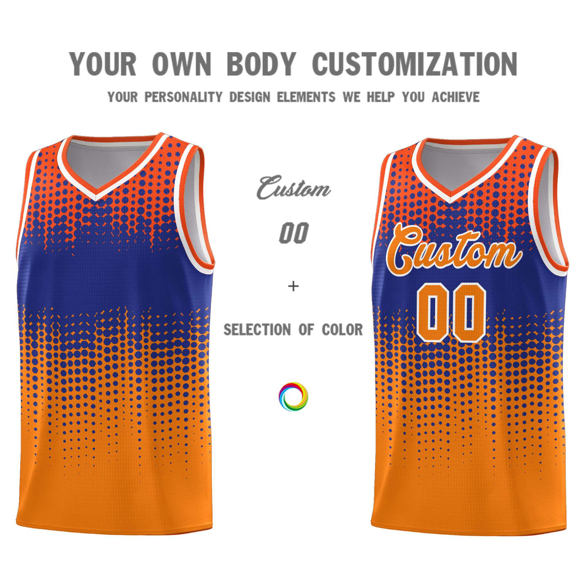 Custom Orange Gradient Dots Design Pattern Sports Uniform Basketball Jersey