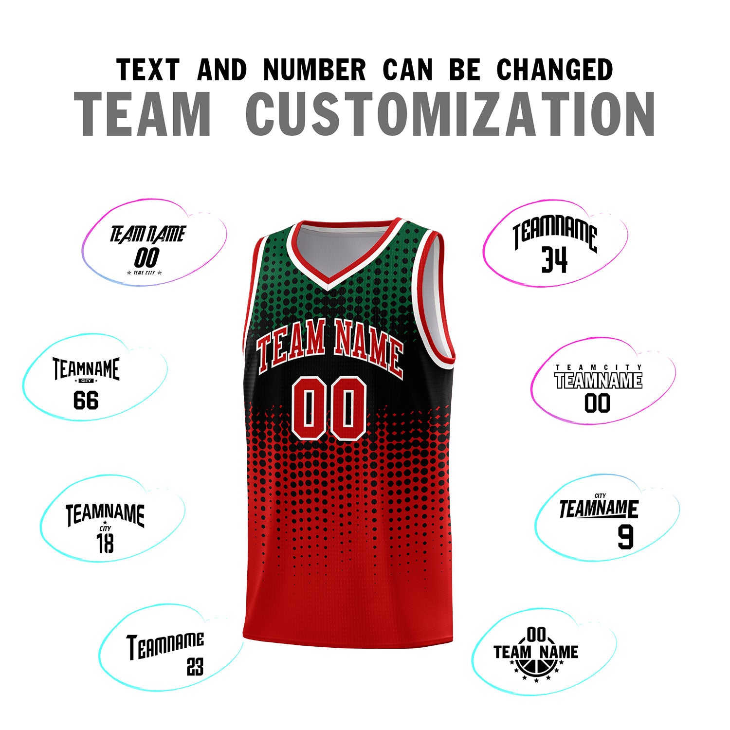 Custom Red Gradient Dots Design Pattern Sports Uniform Basketball Jersey