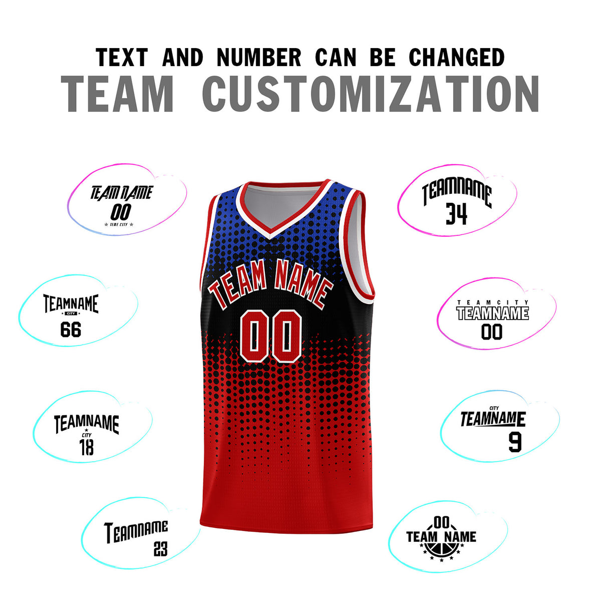 Custom Red Gradient Dots Design Pattern Sports Uniform Basketball Jersey