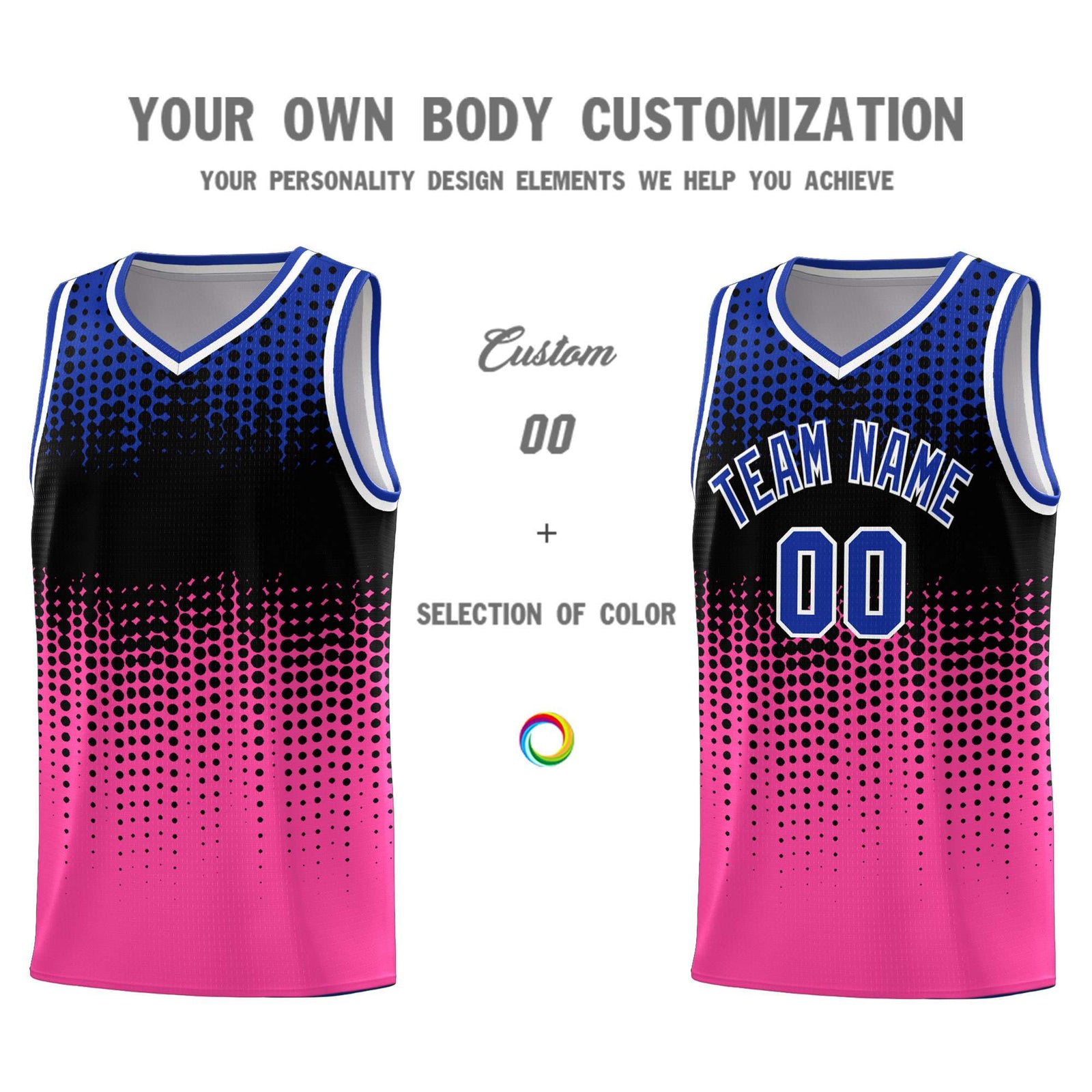 Custom Pink Gradient Dots Design Pattern Sports Uniform Basketball Jersey