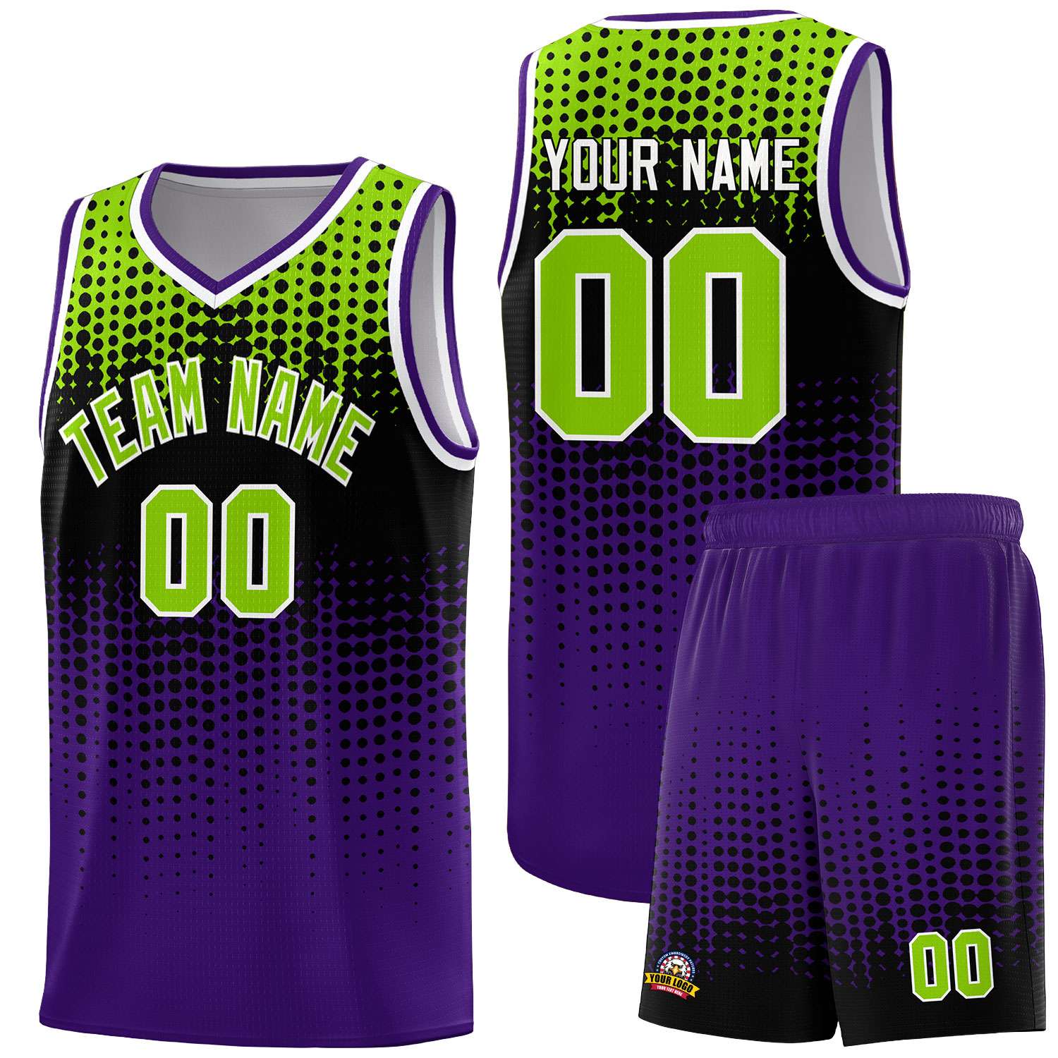 Custom Purple Gradient Dots Design Pattern Sports Uniform Basketball Jersey