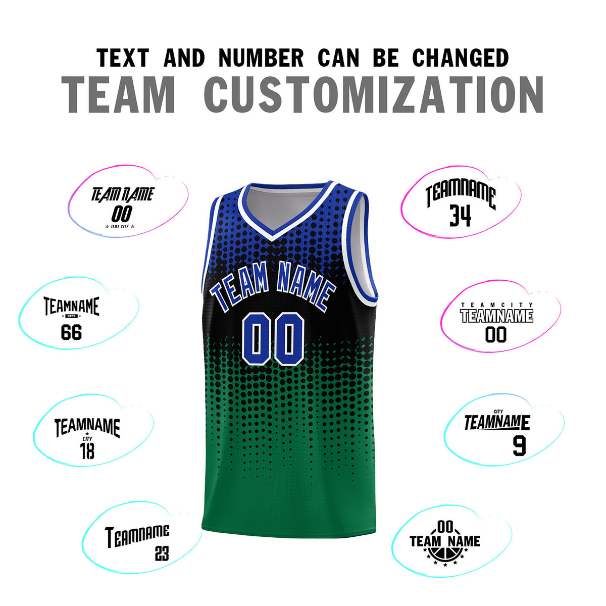 Custom Kelly Green Gradient Dots Design Pattern Sports Uniform Basketball Jersey