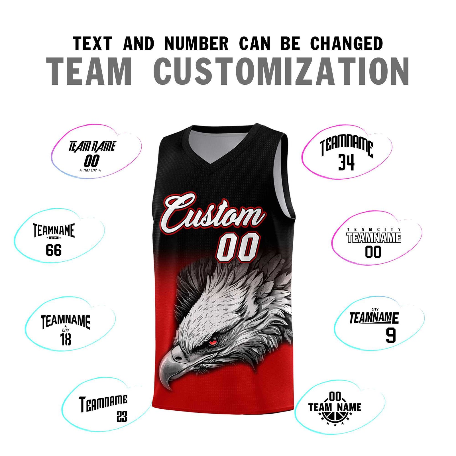 Custom Red Green Basketball Kits with Eagle Pattern