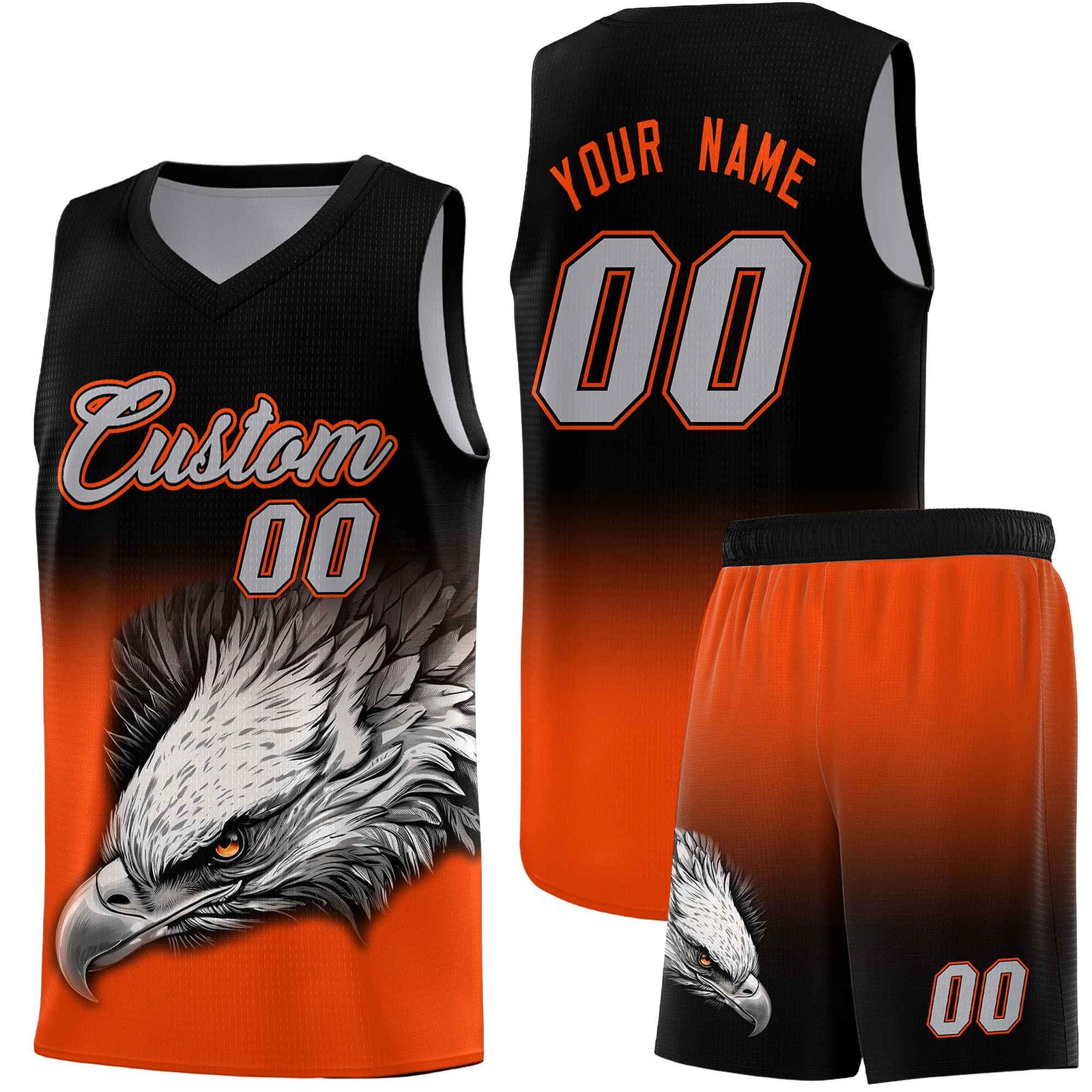 Custom Yellow Green Basketball Kits with Eagle Pattern