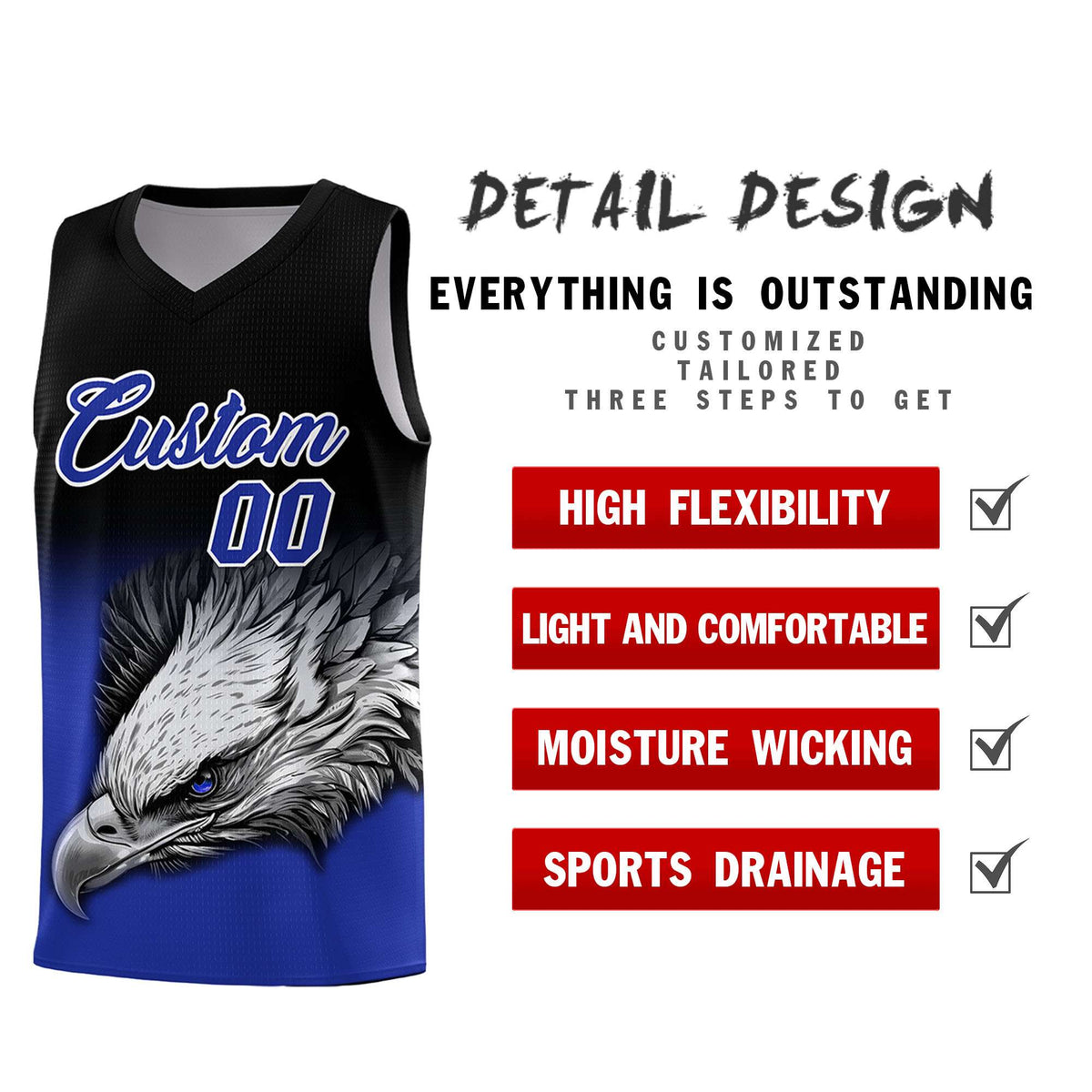 Custom Powder Blue Pink Basketball Kits with Eagle Pattern