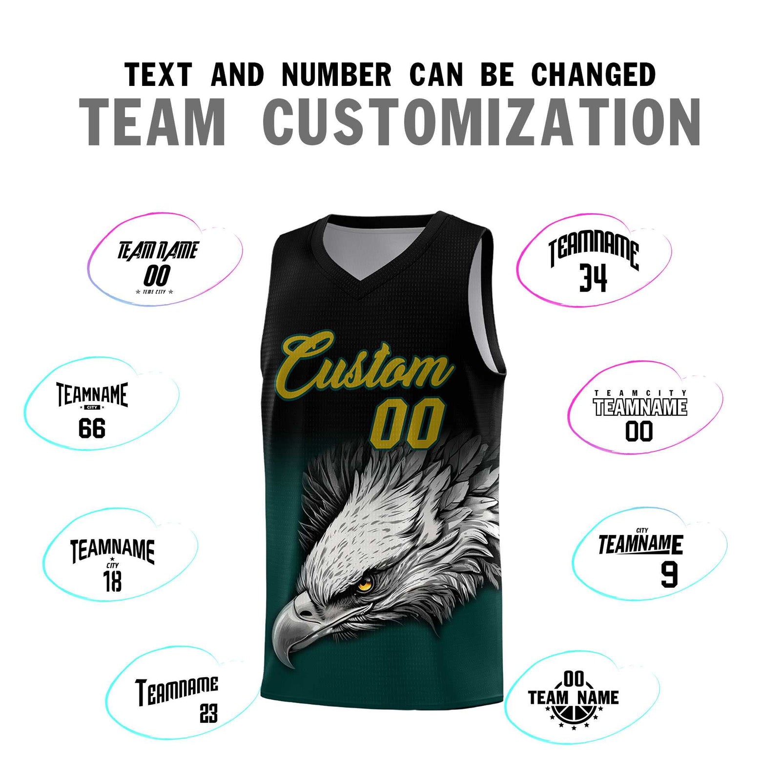 Custom Gray Black Basketball Kits with Eagle Pattern