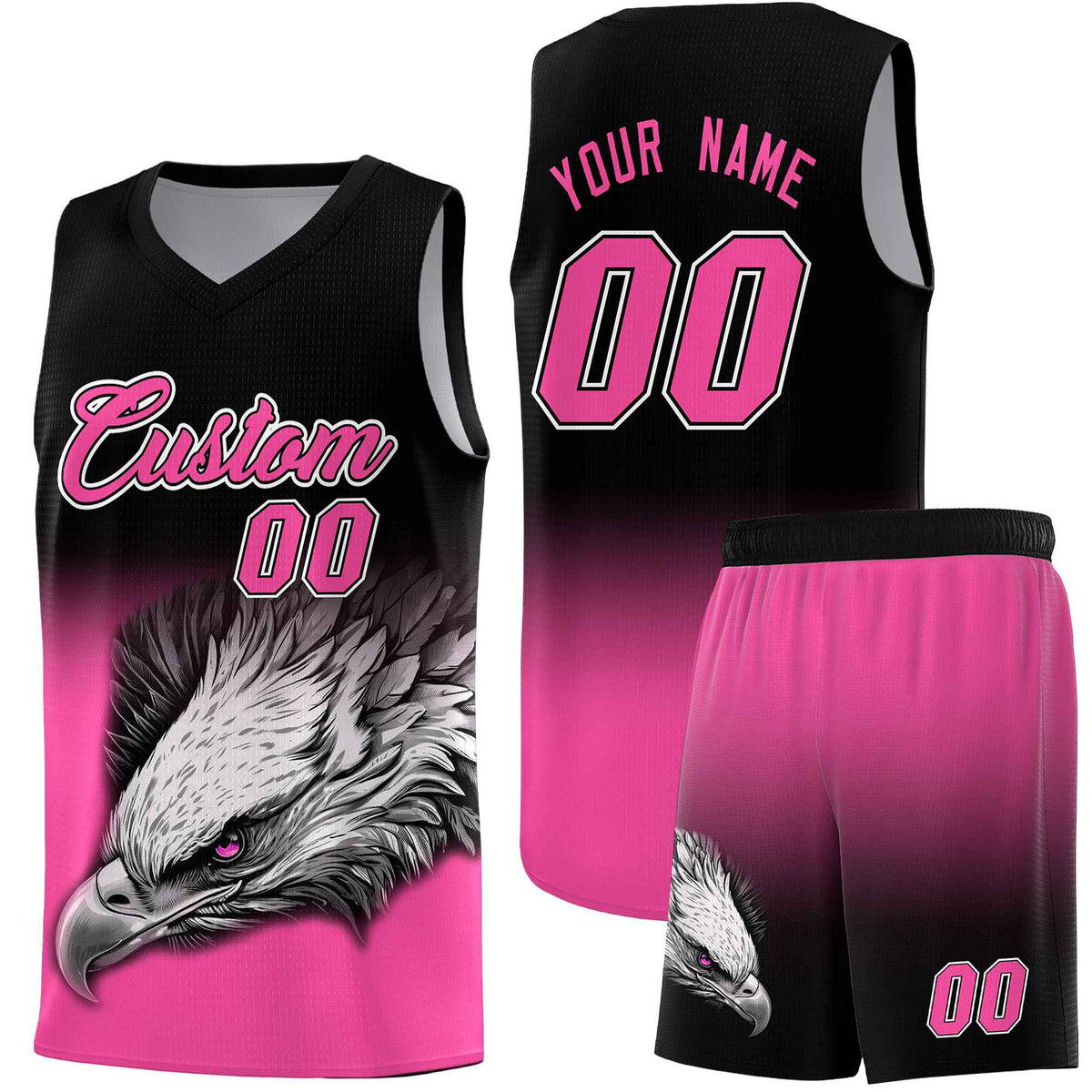 Custom Orange Purple Basketball Kits with Eagle Pattern