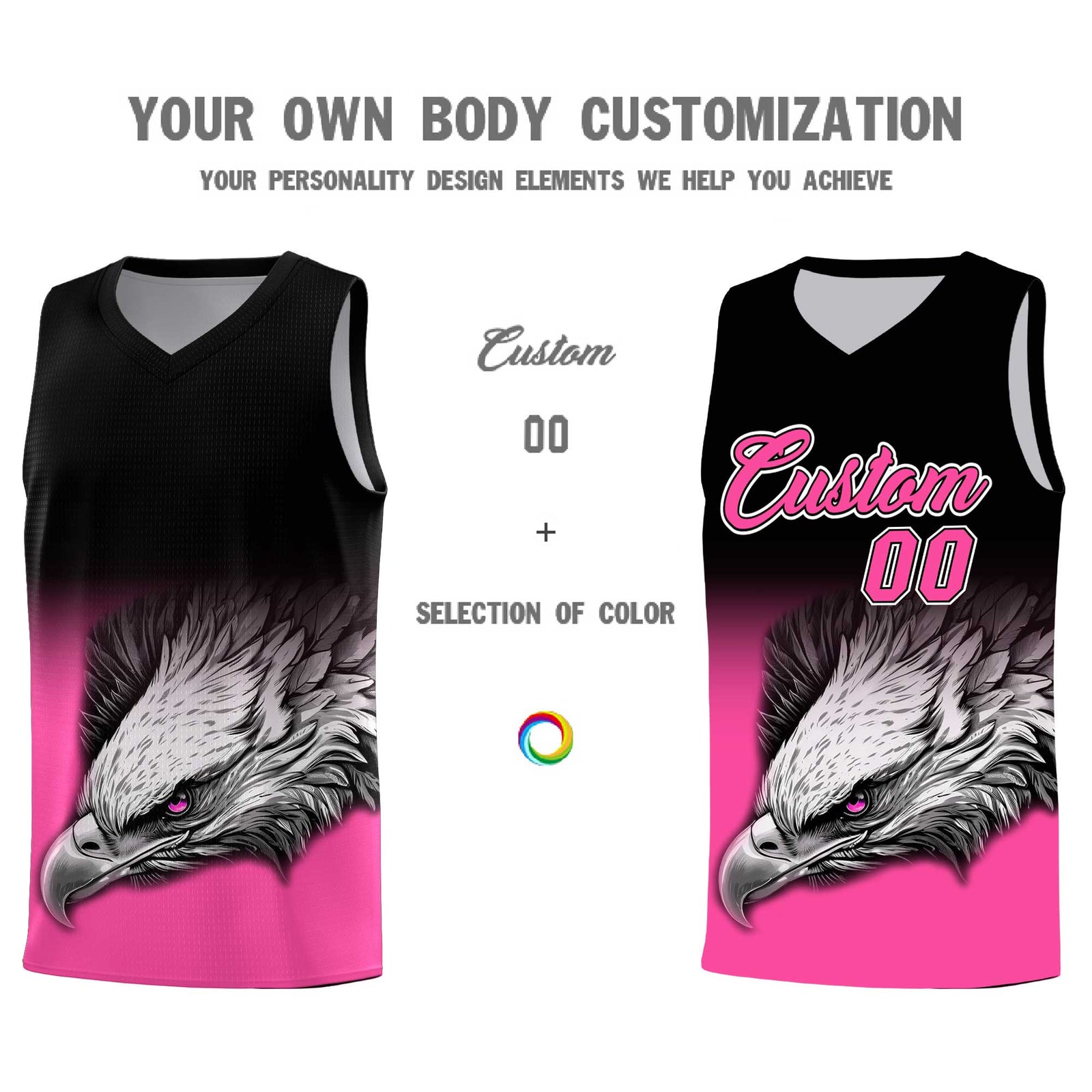 Custom Orange Purple Basketball Kits with Eagle Pattern