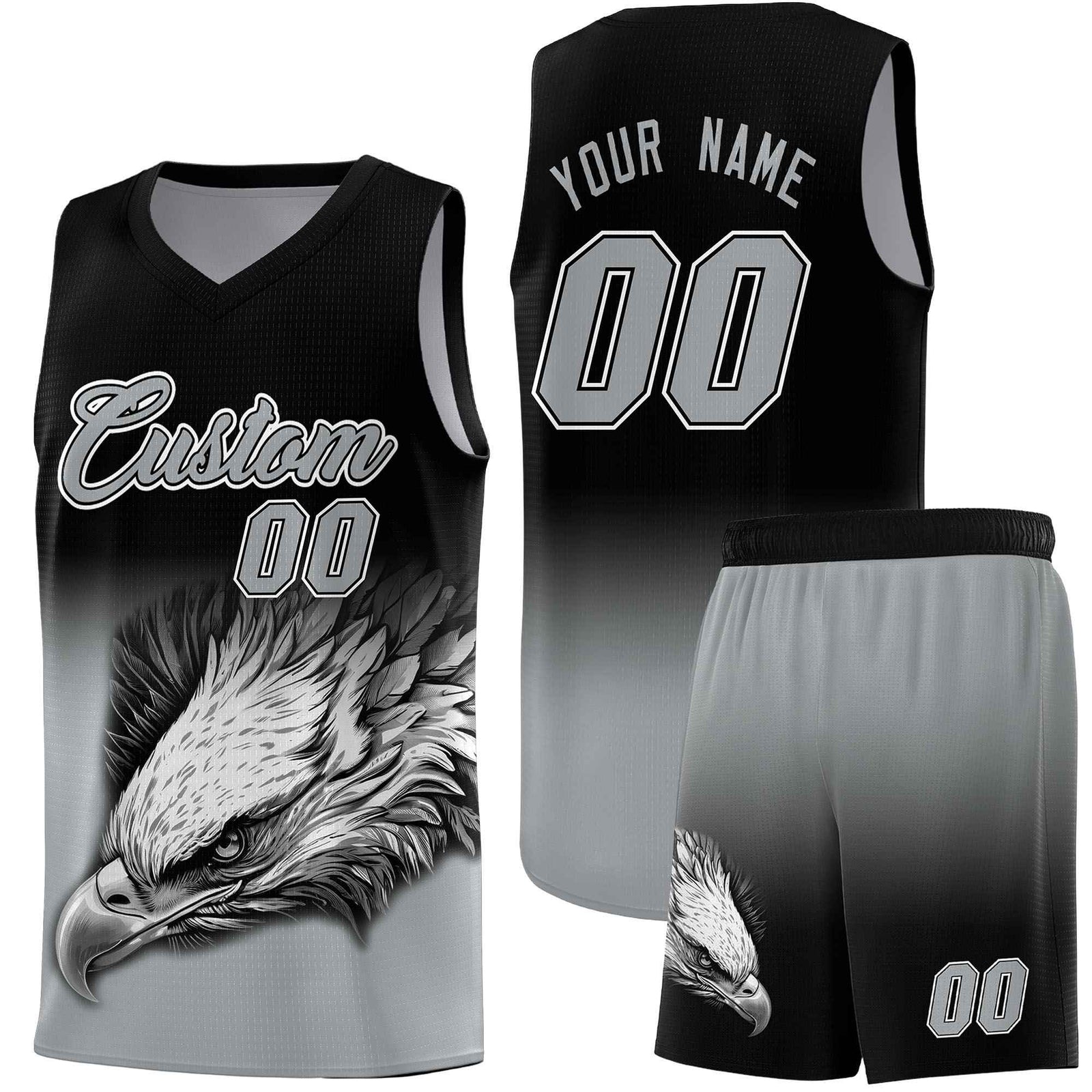 Custom Yellow Purple Basketball Kits with Eagle Pattern