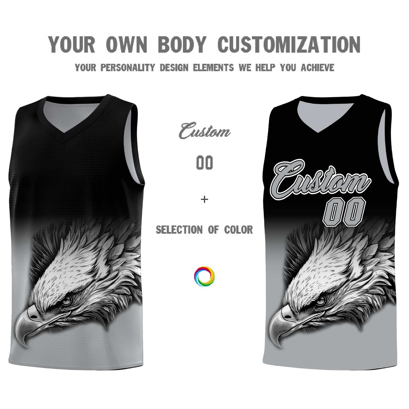 Custom Yellow Purple Basketball Kits with Eagle Pattern
