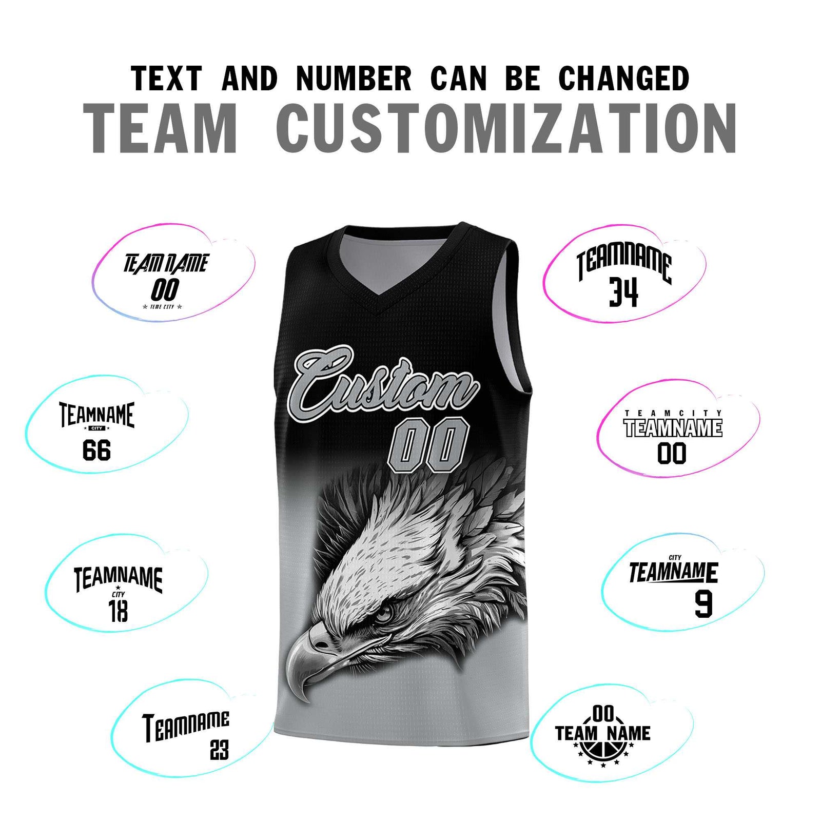 Custom Yellow Purple Basketball Kits with Eagle Pattern