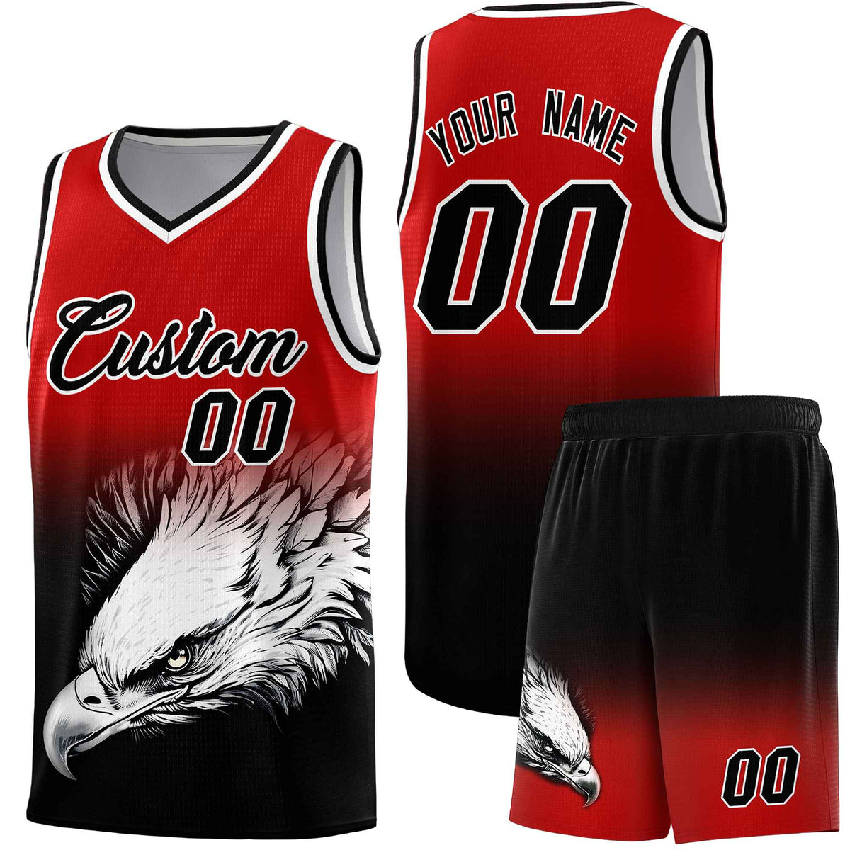 Custom Royal Yellow Basketball Kits with Eagle Pattern