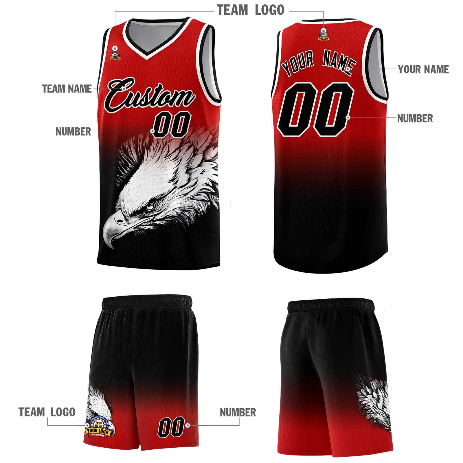 Custom Royal Yellow Basketball Kits with Eagle Pattern
