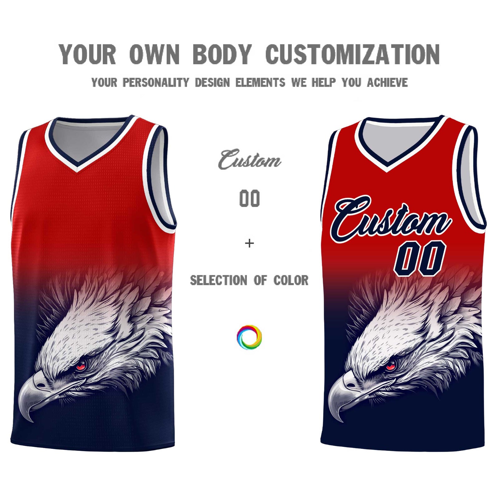 Custom Royal Orange Basketball Kits with Eagle Pattern