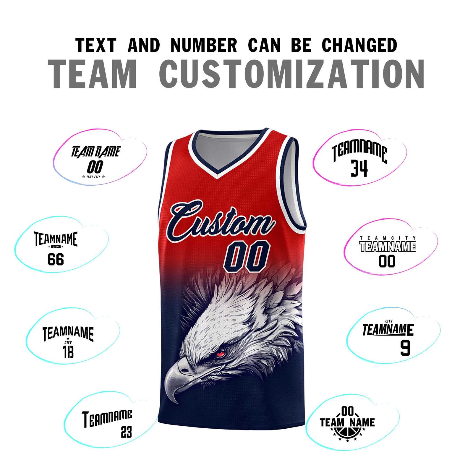 Custom Royal Orange Basketball Kits with Eagle Pattern