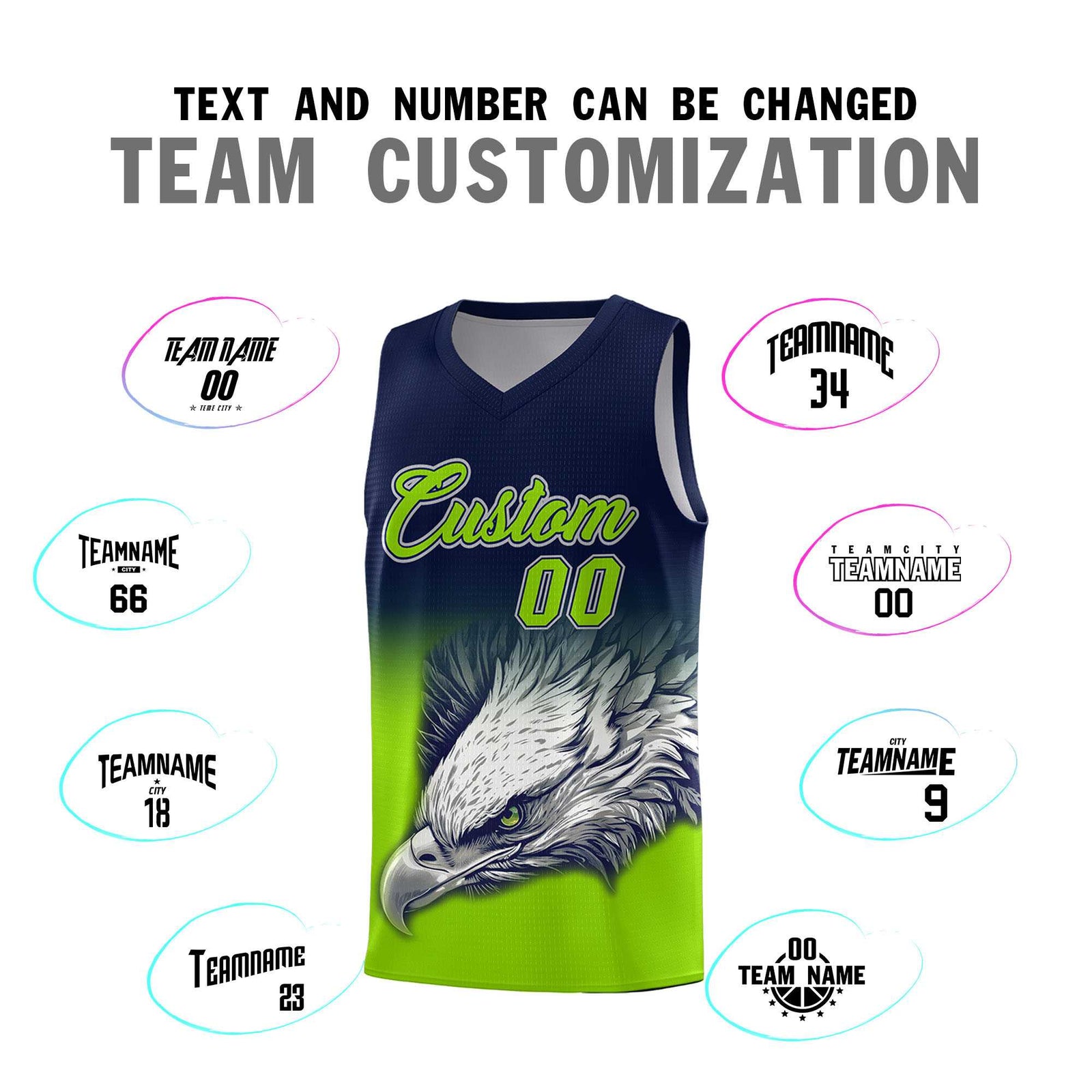 Custom Navy Red Basketball Kits with Eagle Pattern