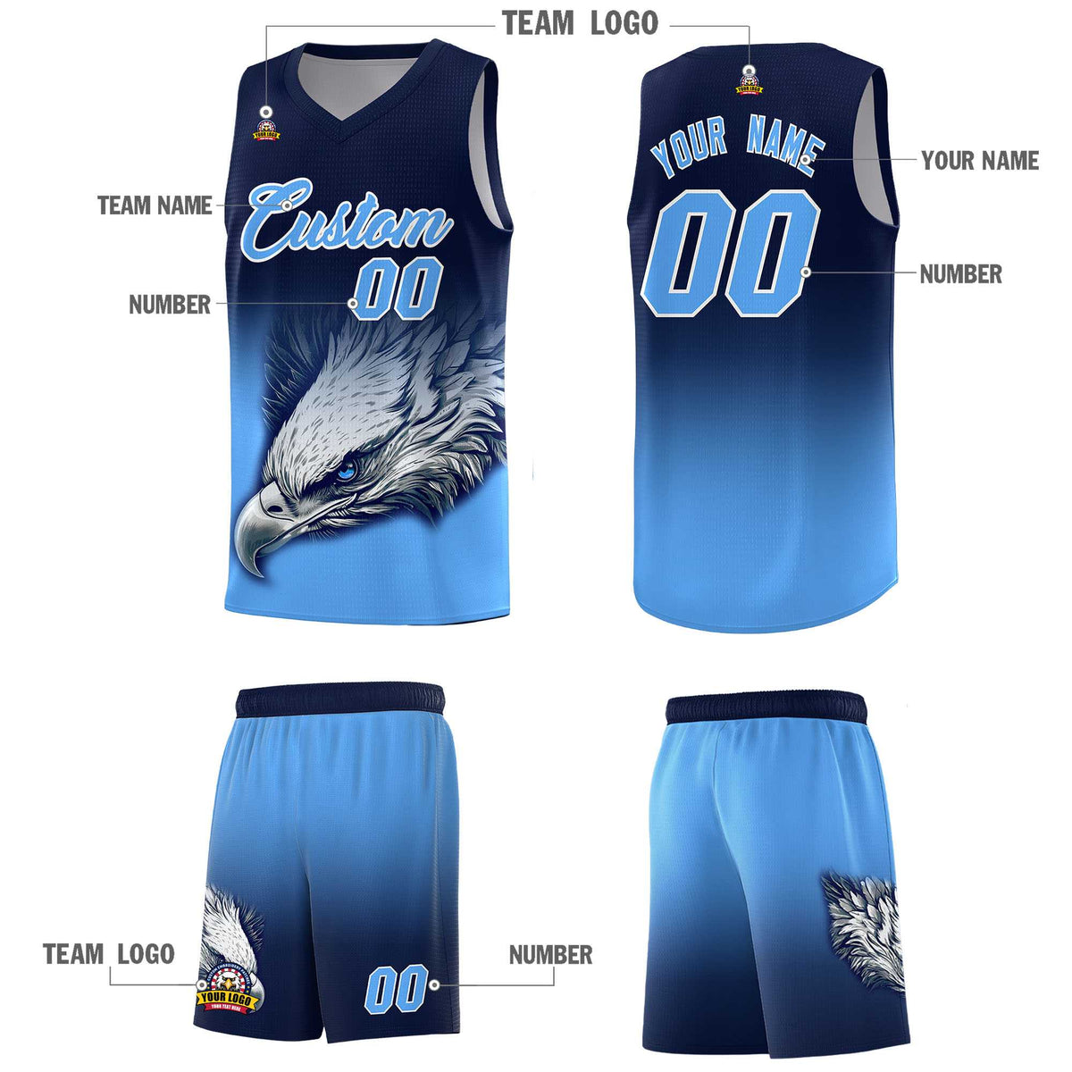 Custom Red Kelly Green Basketball Kits with Eagle Pattern