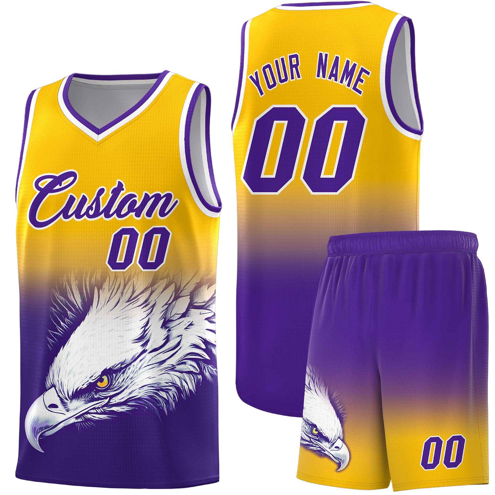 Custom Black Gray Basketball Kits with Eagle Pattern