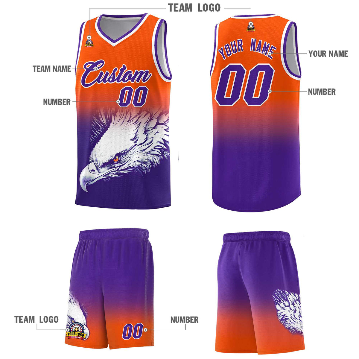 Custom Black Pink Basketball Kits with Eagle Pattern