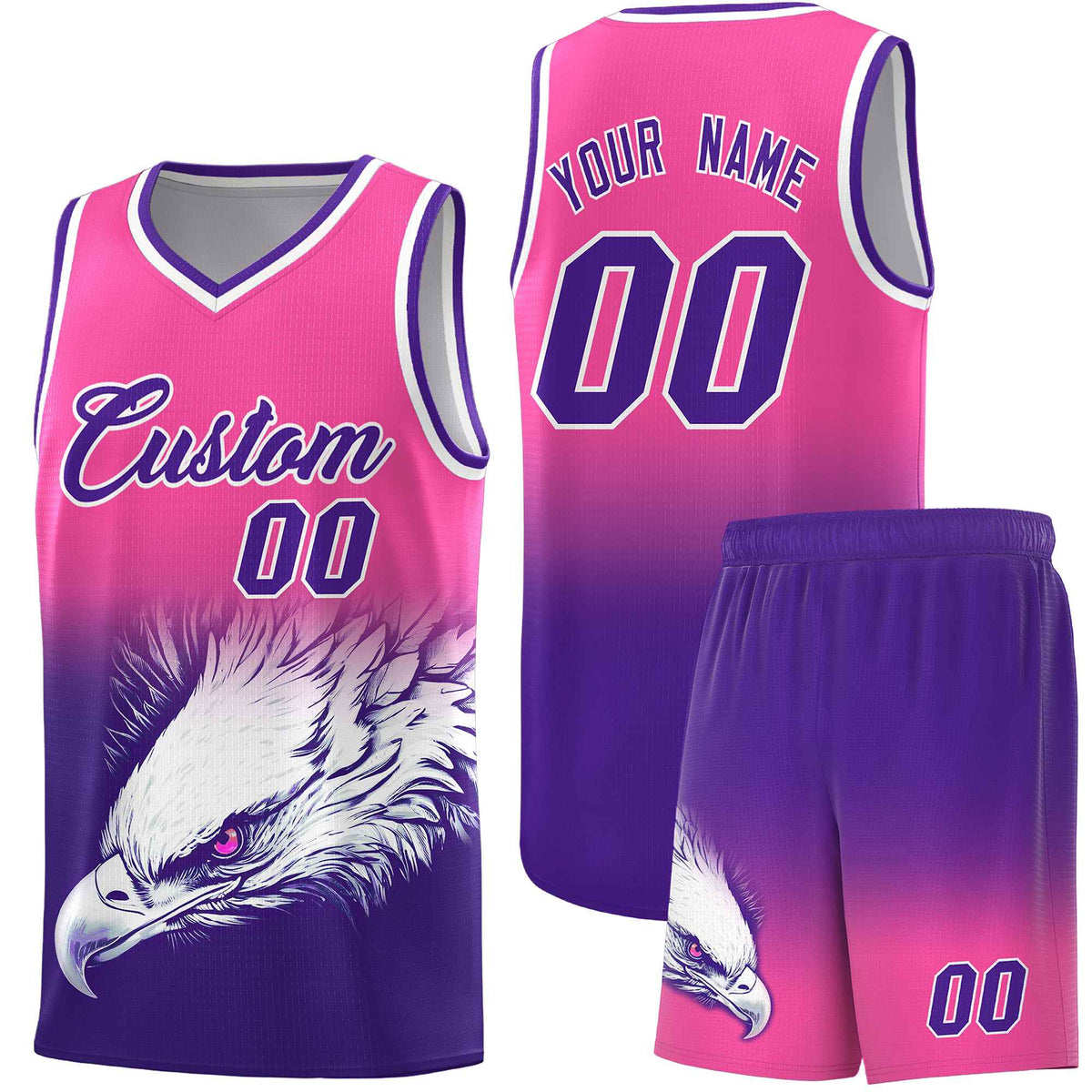 Custom Black Old Gold Basketball Kits with Eagle Pattern