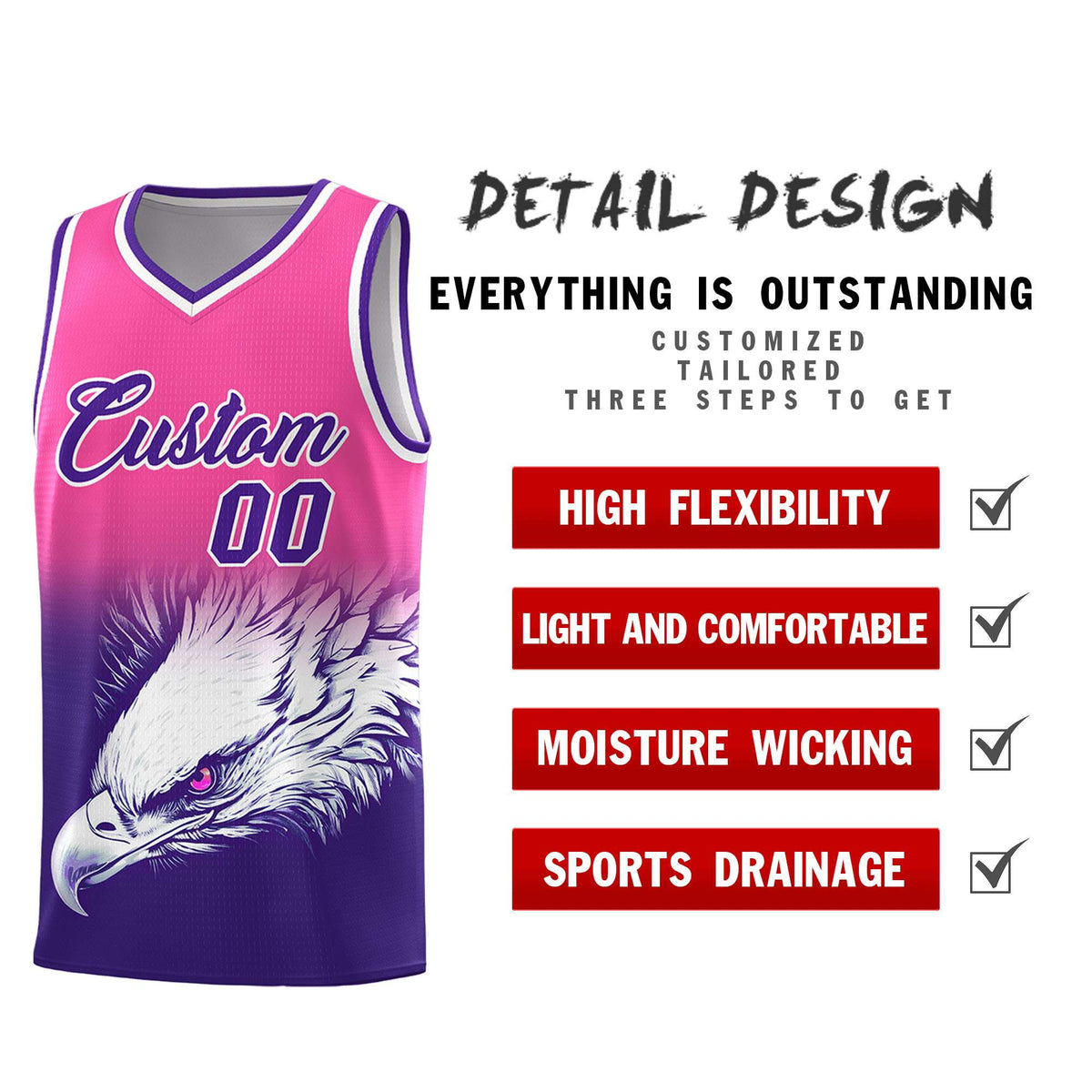 Custom Black Old Gold Basketball Kits with Eagle Pattern
