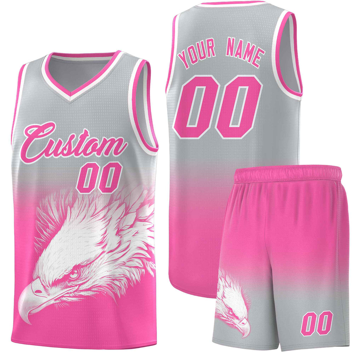 Custom Black Kelly Green Basketball Kits with Eagle Pattern