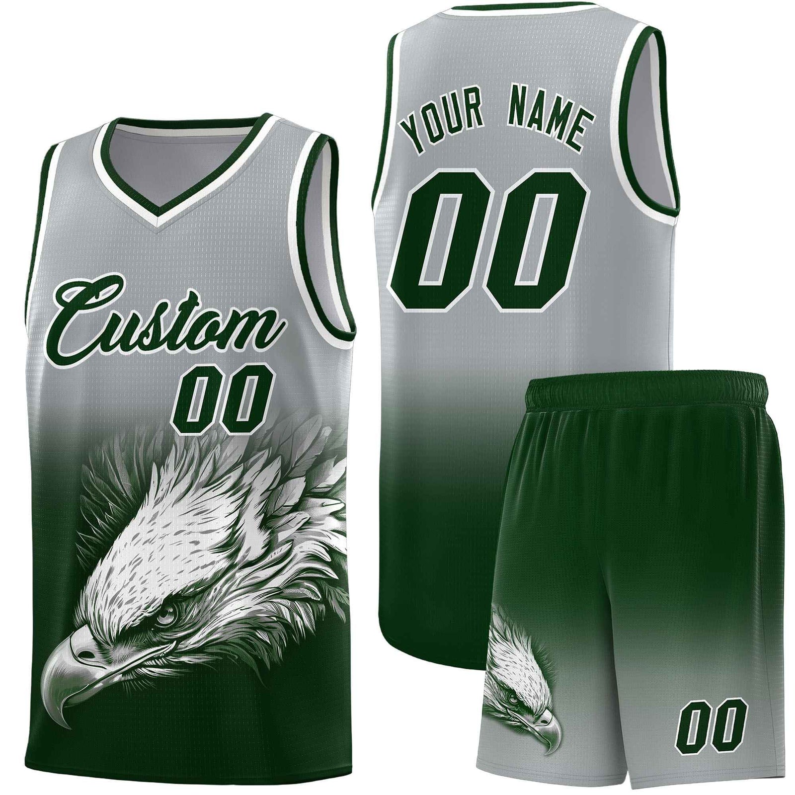 Custom Black Yellow Basketball Kits with Eagle Pattern