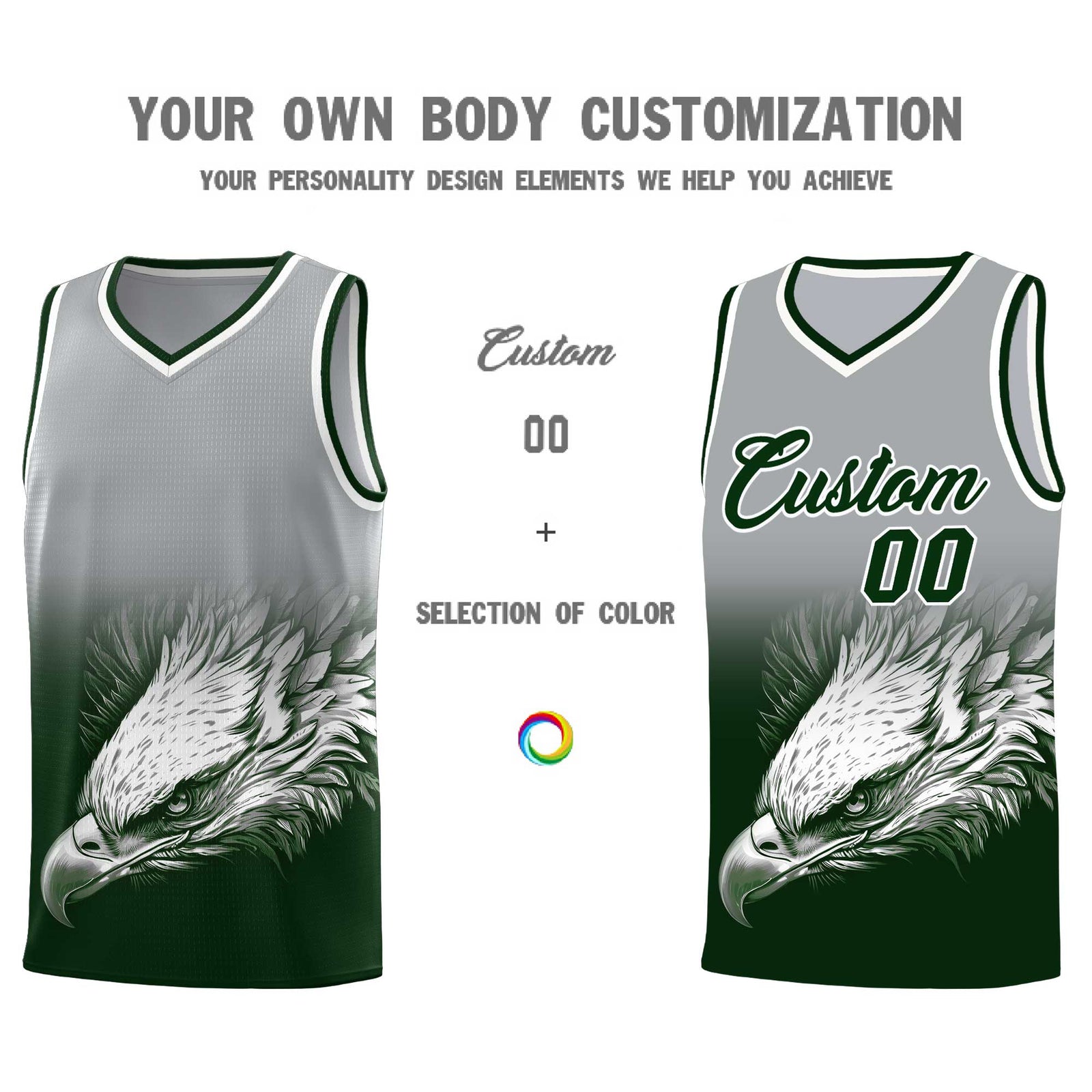 Custom Black Yellow Basketball Kits with Eagle Pattern