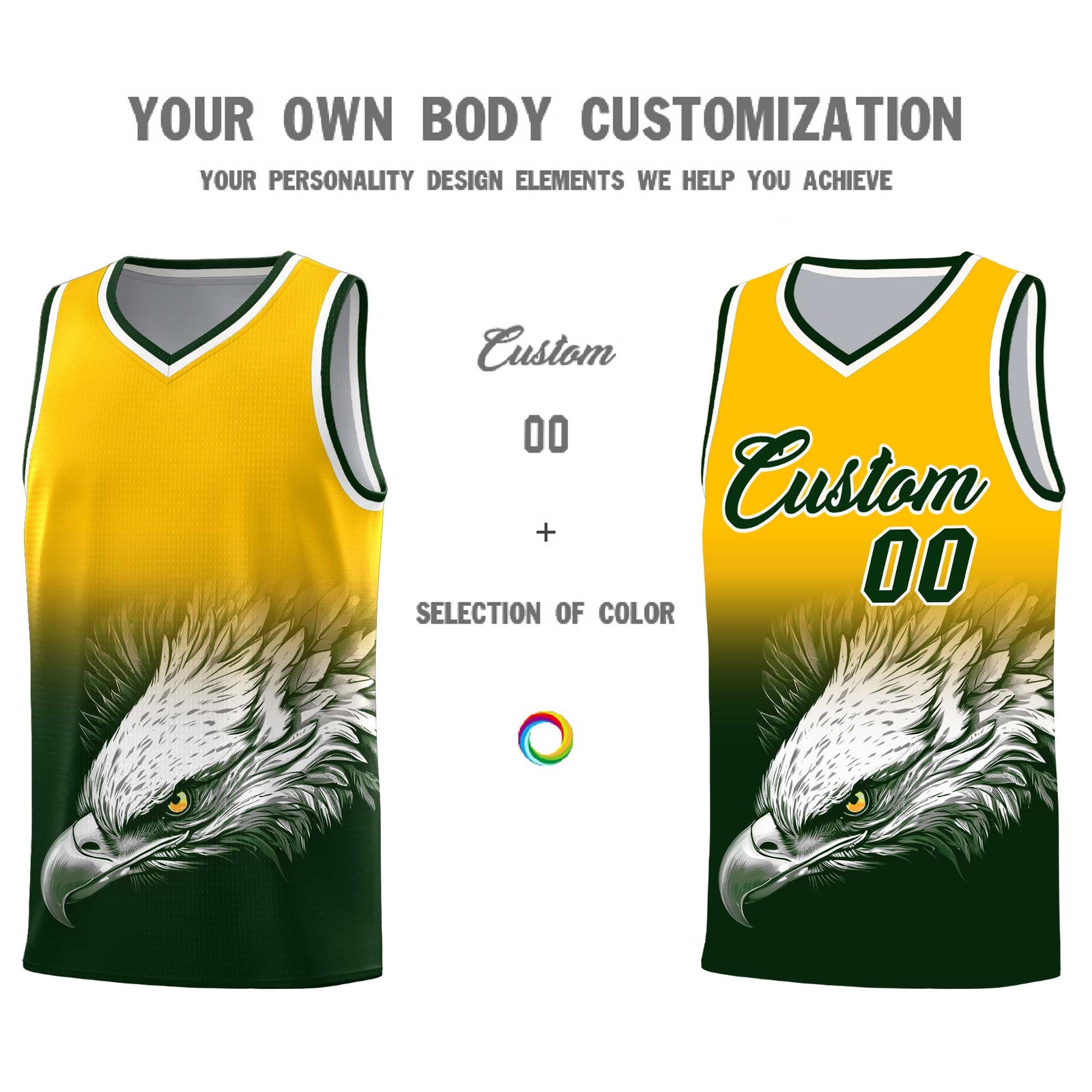 Custom Black Orange Basketball Kits with Eagle Pattern