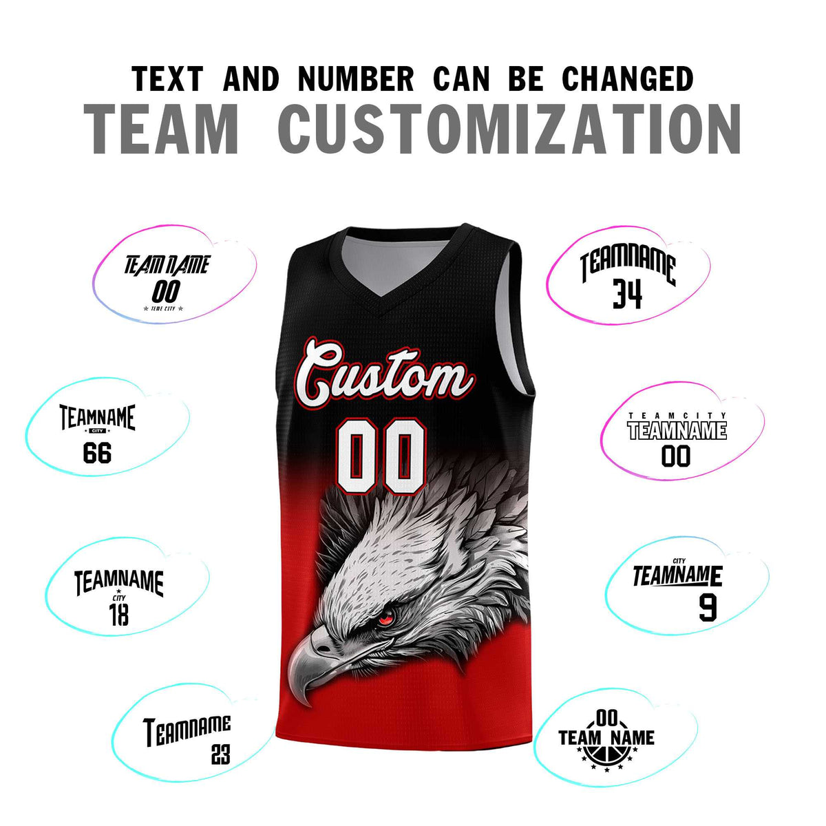 Custom Red Green Basketball Kits with Eagle Pattern