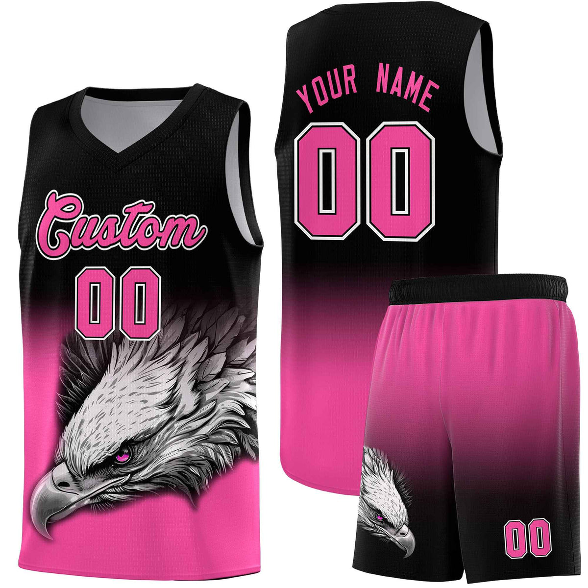 Custom Orange Purple Basketball Kits with Eagle Pattern