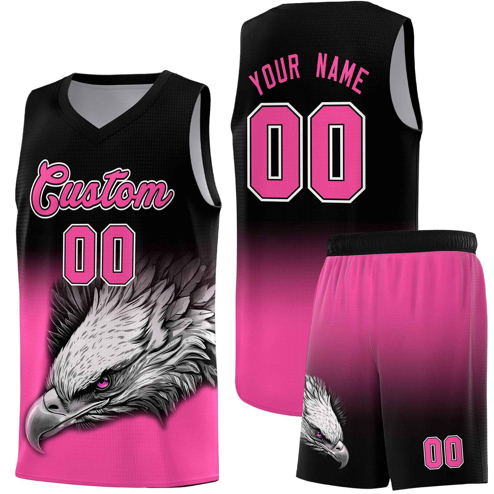 Custom Orange Purple Basketball Kits with Eagle Pattern