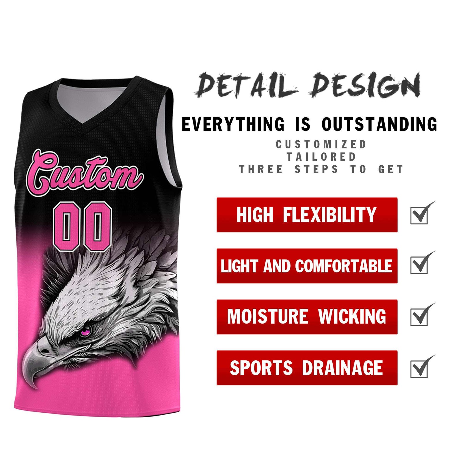 Custom Orange Purple Basketball Kits with Eagle Pattern