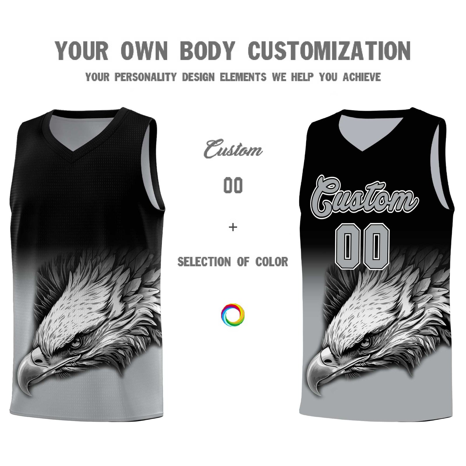 Custom Yellow Purple Basketball Kits with Eagle Pattern
