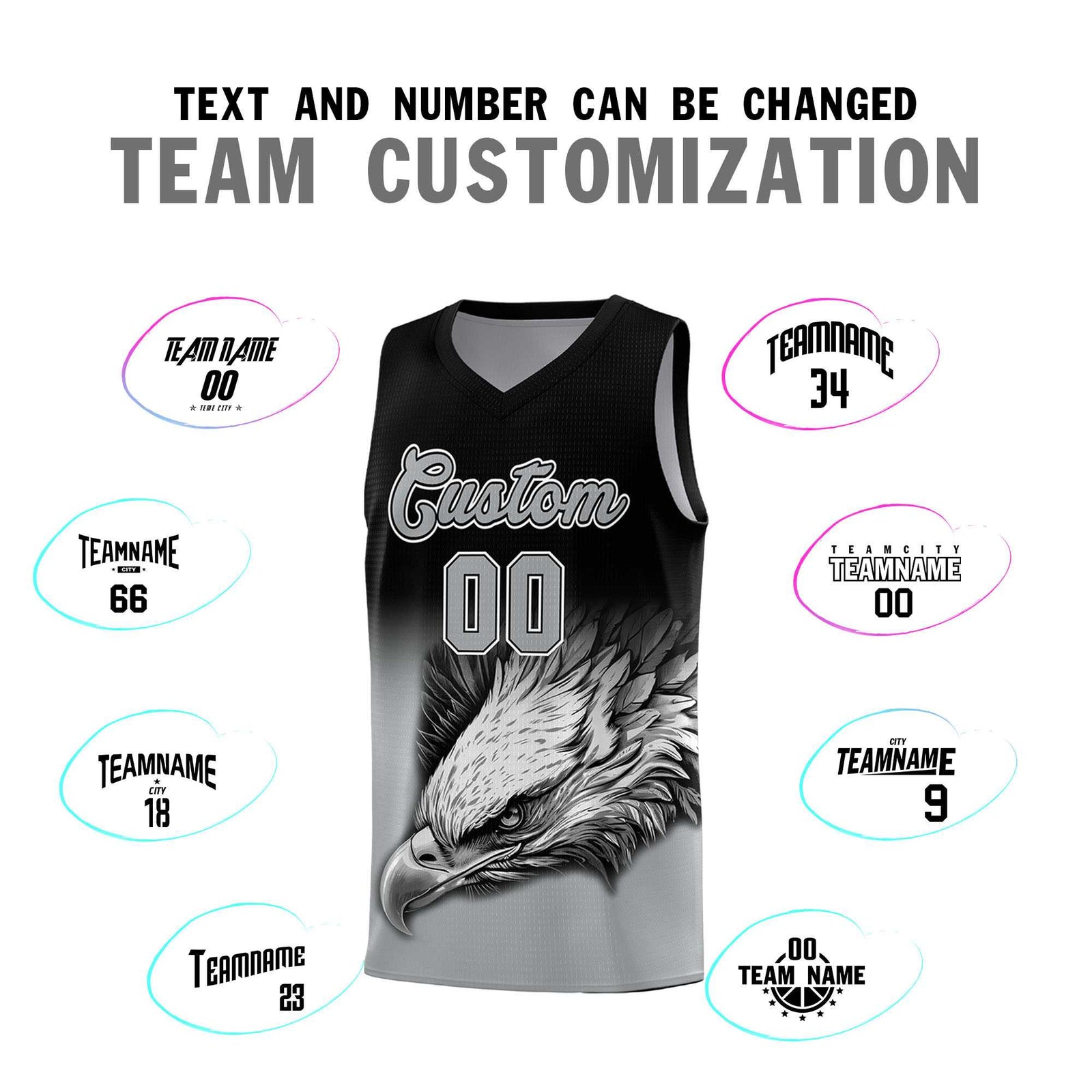 Custom Yellow Purple Basketball Kits with Eagle Pattern