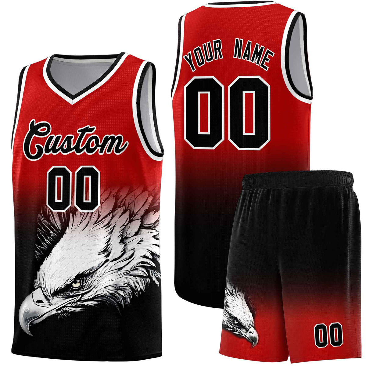 Custom Royal Yellow Basketball Kits with Eagle Pattern