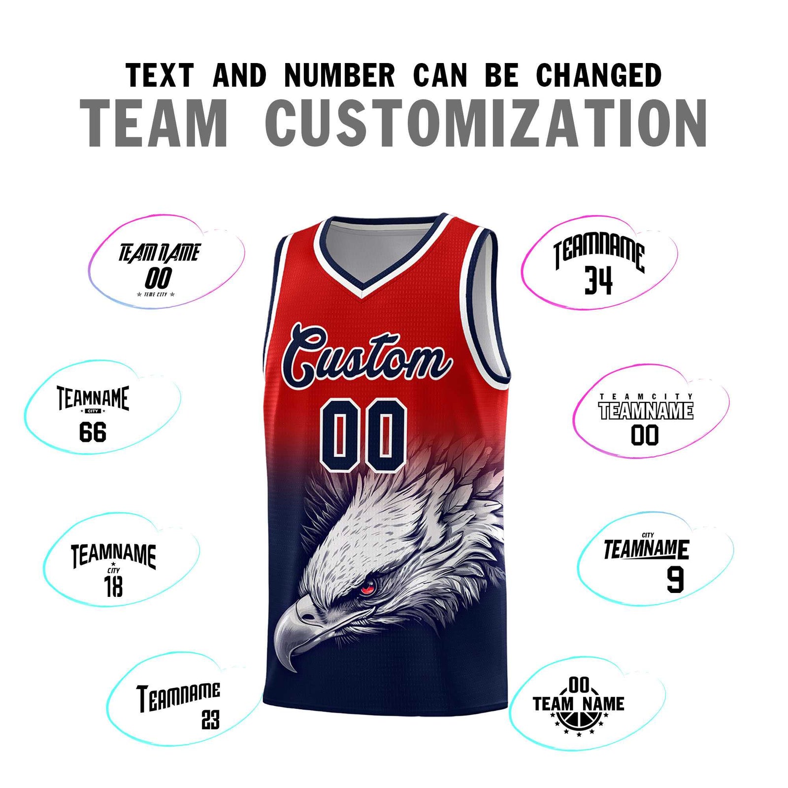 Custom Royal Orange Basketball Kits with Eagle Pattern