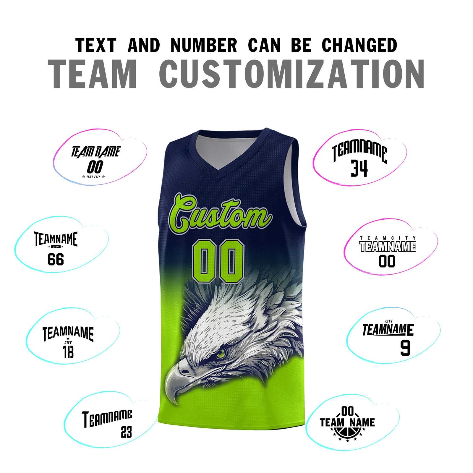 Custom Navy Red Basketball Kits with Eagle Pattern