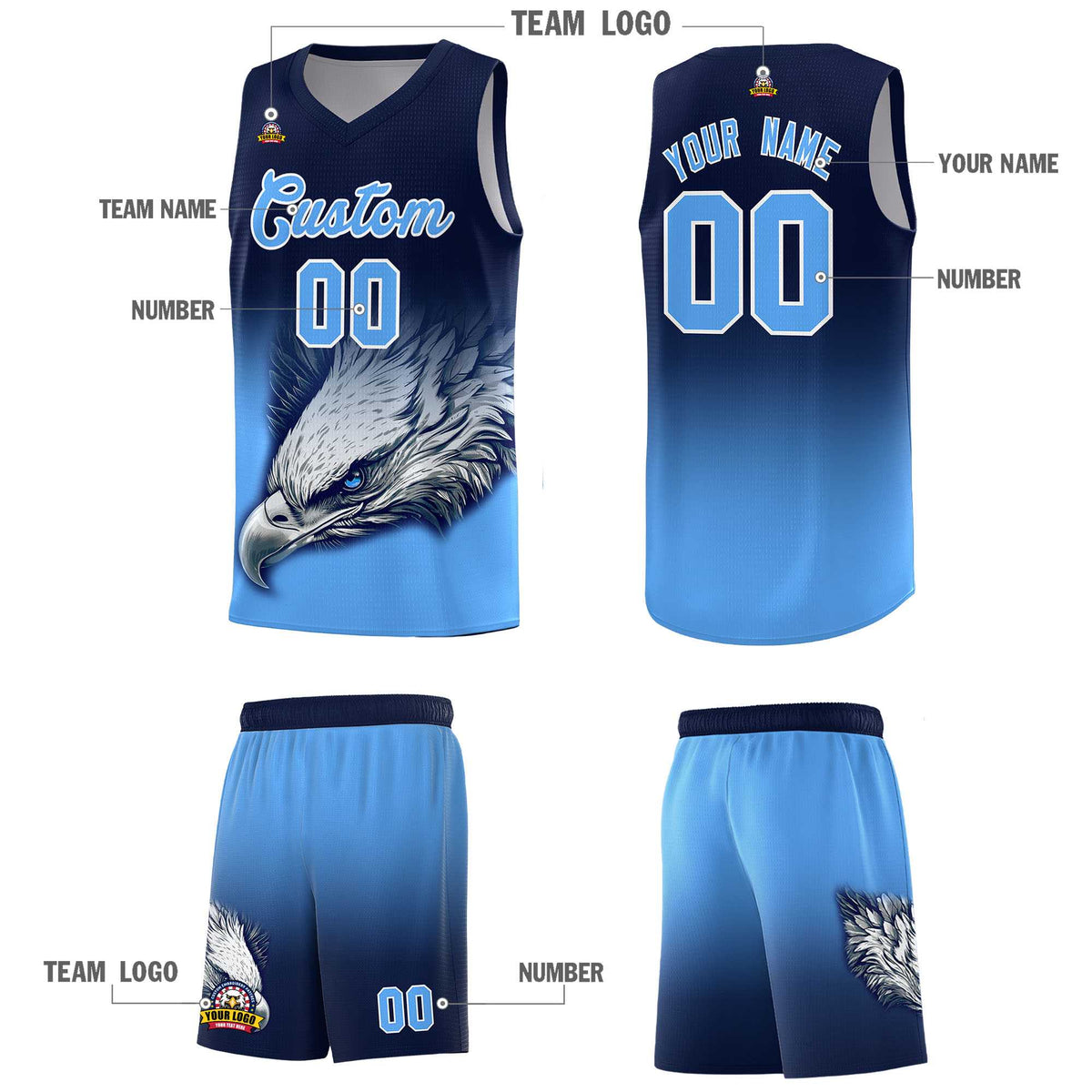 Custom Red Kelly Green Basketball Kits with Eagle Pattern