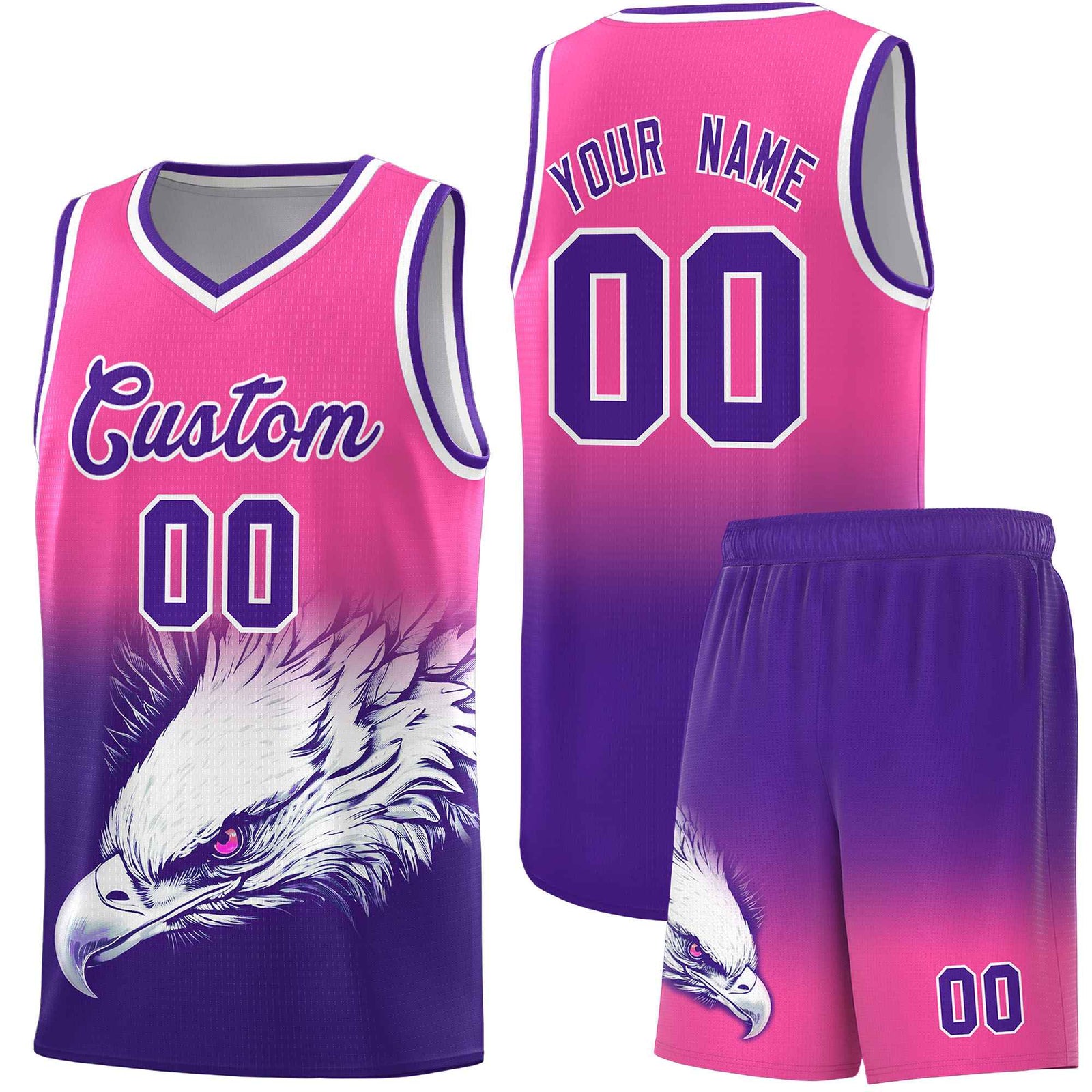 Custom Black Old Gold Basketball Kits with Eagle Pattern