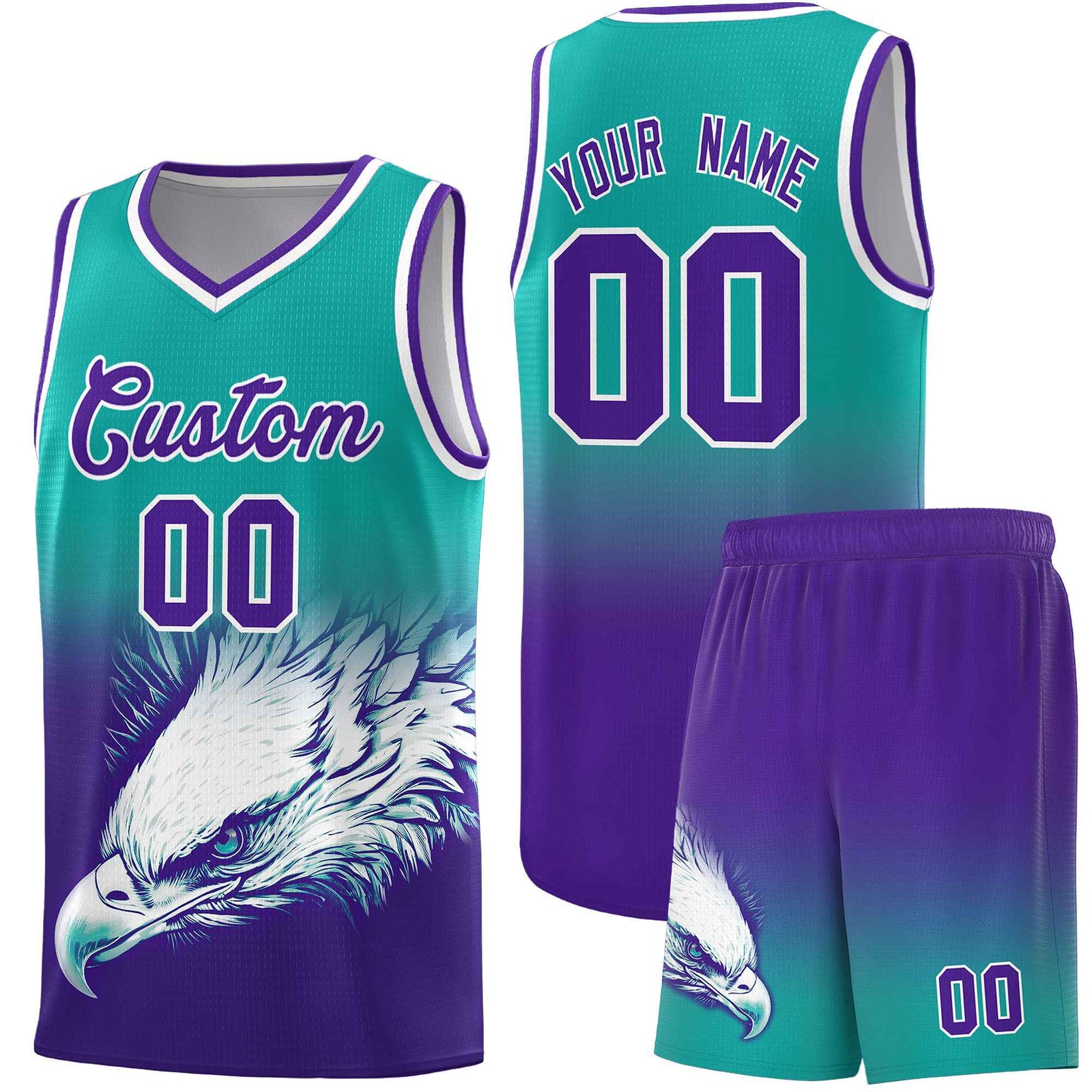 Custom Black Olive Basketball Kits with Eagle Pattern