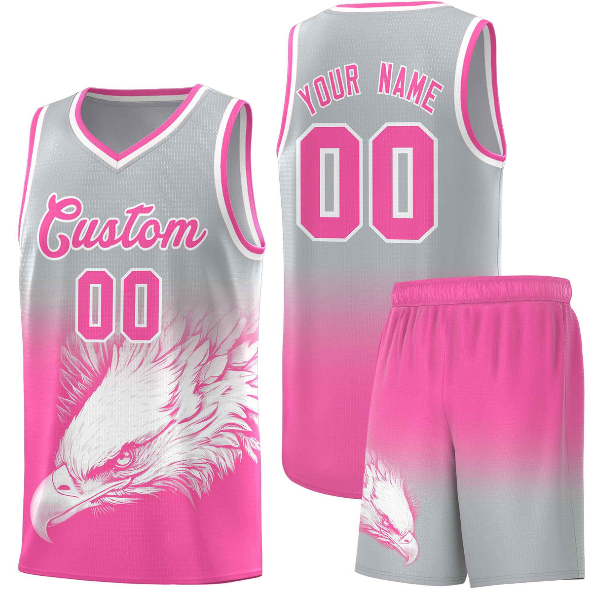 Custom Black Kelly Green Basketball Kits with Eagle Pattern