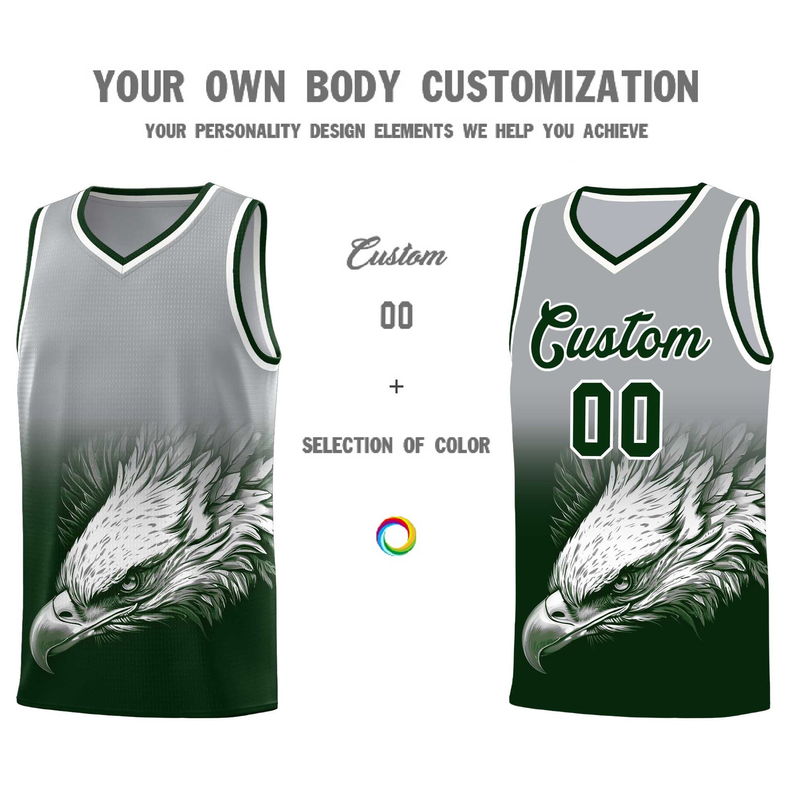 Custom Black Yellow Basketball Kits with Eagle Pattern