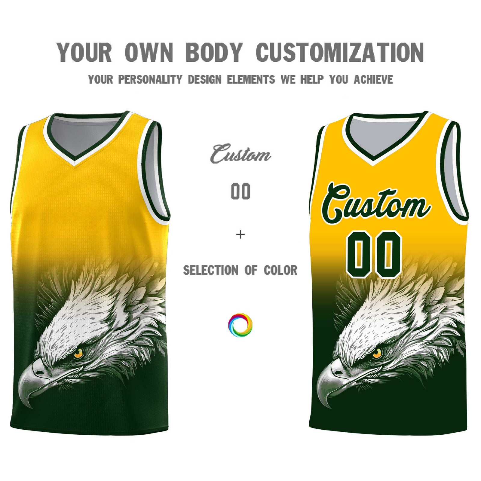 Custom Black Orange Basketball Kits with Eagle Pattern