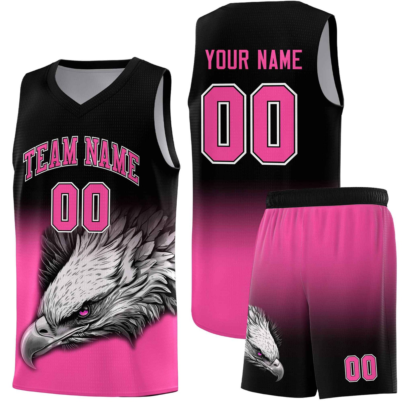 Custom Orange Purple Basketball Kits with Eagle Pattern