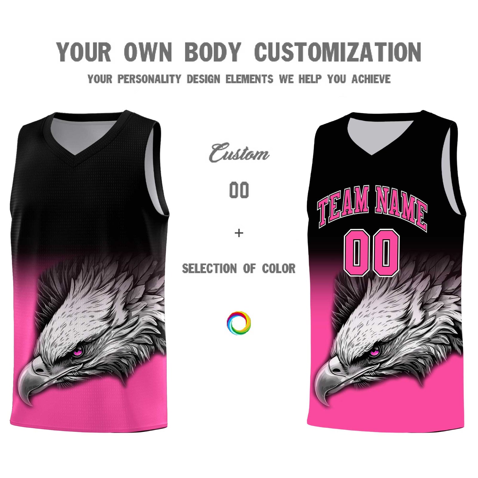 Custom Orange Purple Basketball Kits with Eagle Pattern