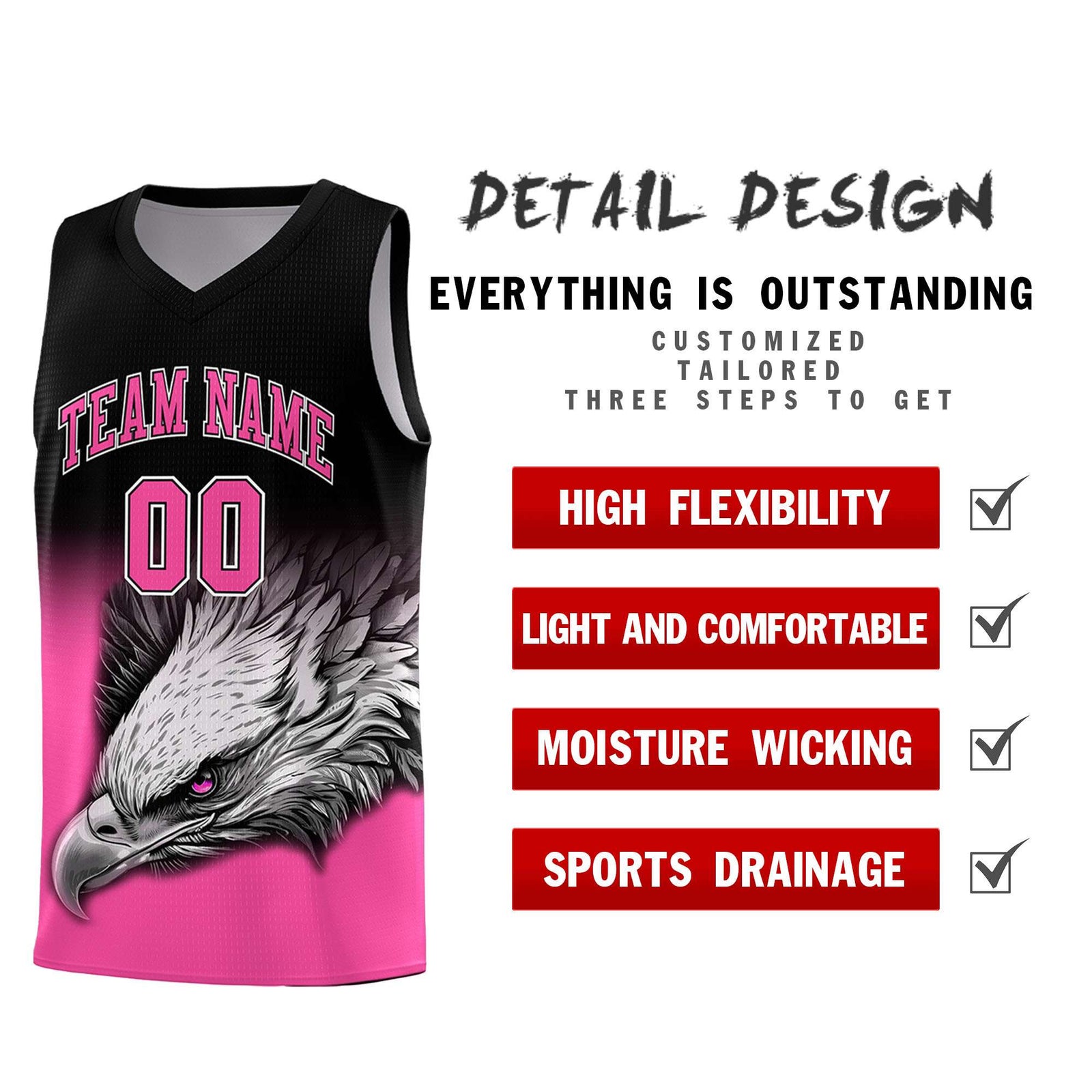 Custom Orange Purple Basketball Kits with Eagle Pattern