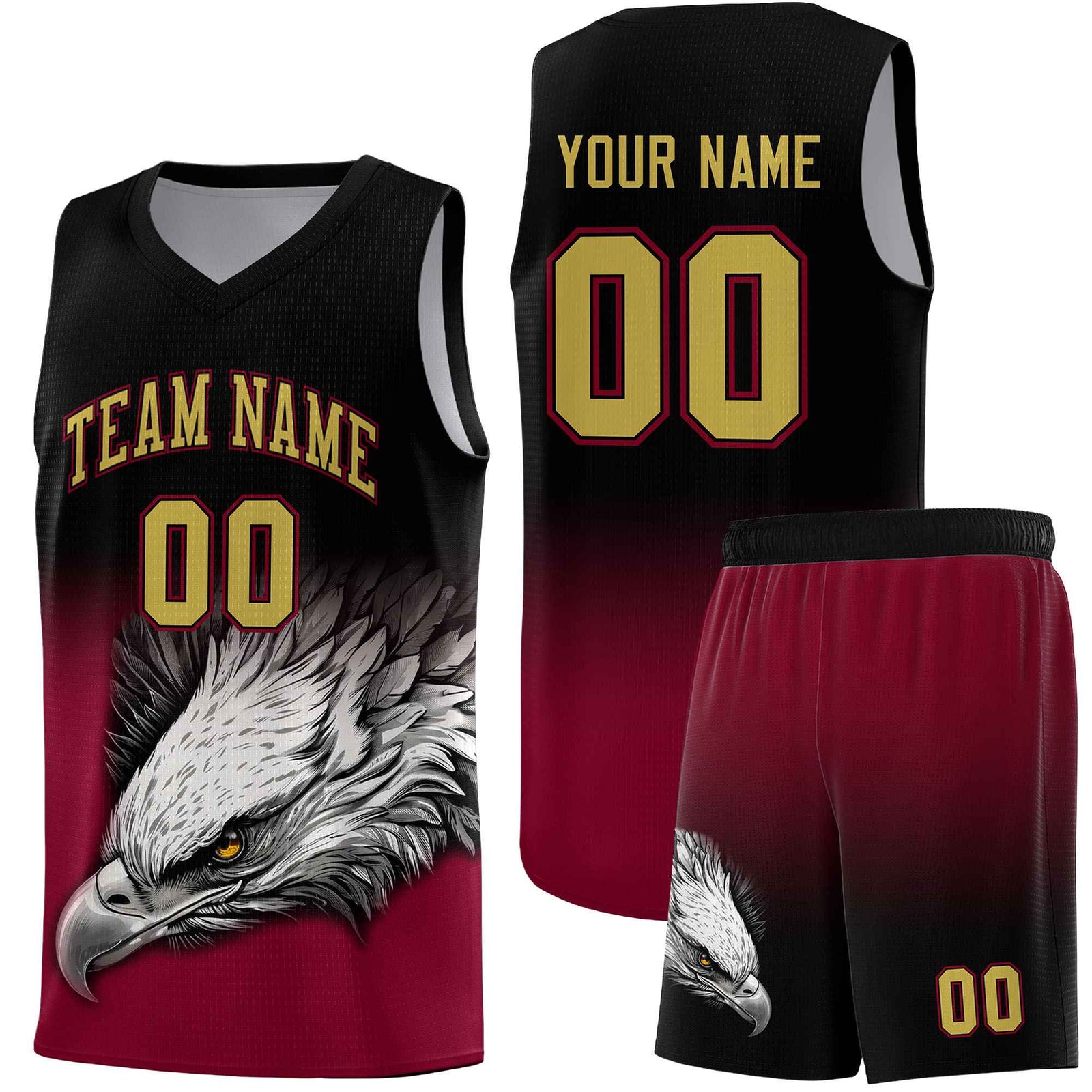 Custom Royal Kelly Green Basketball Kits with Eagle Pattern