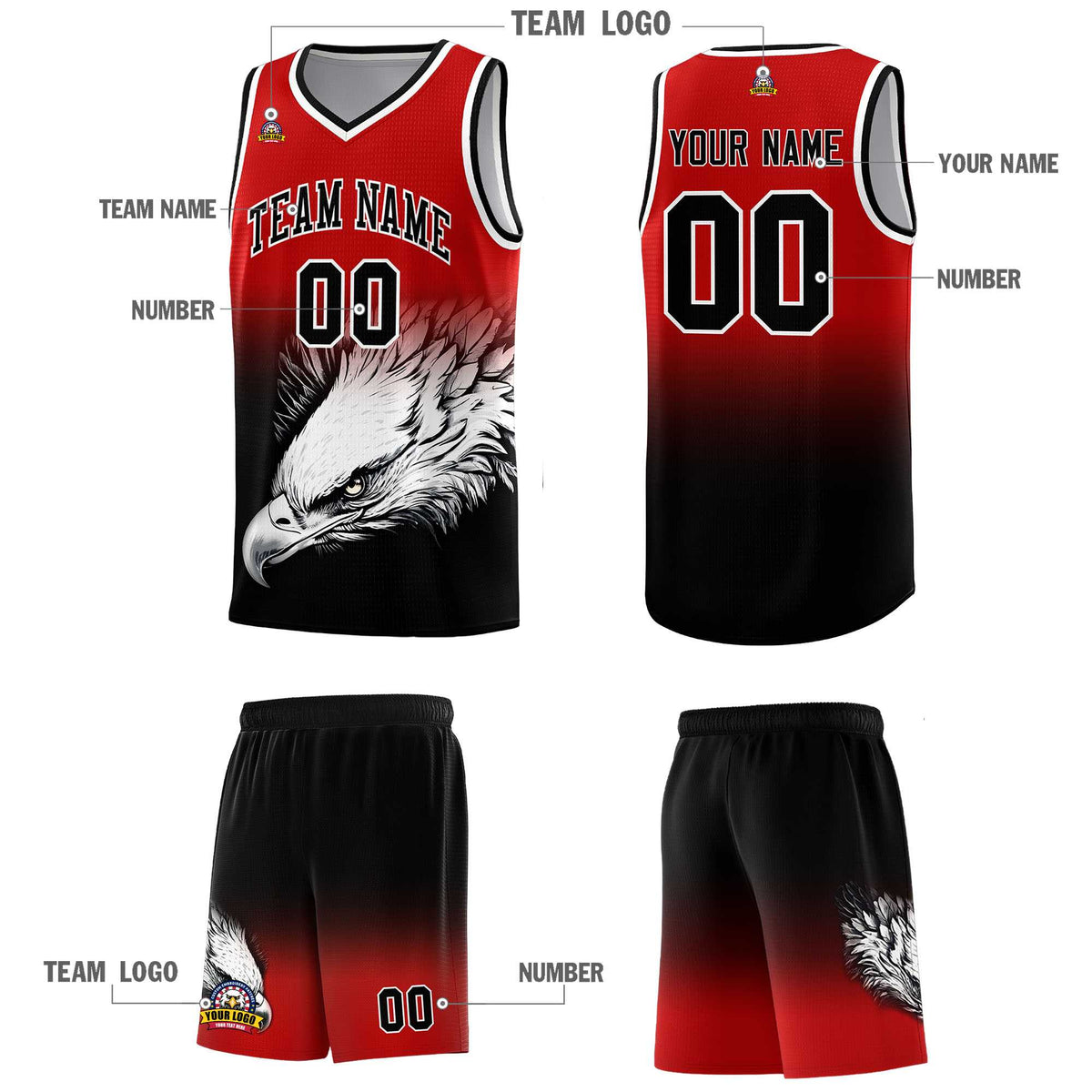Custom Royal Yellow Basketball Kits with Eagle Pattern